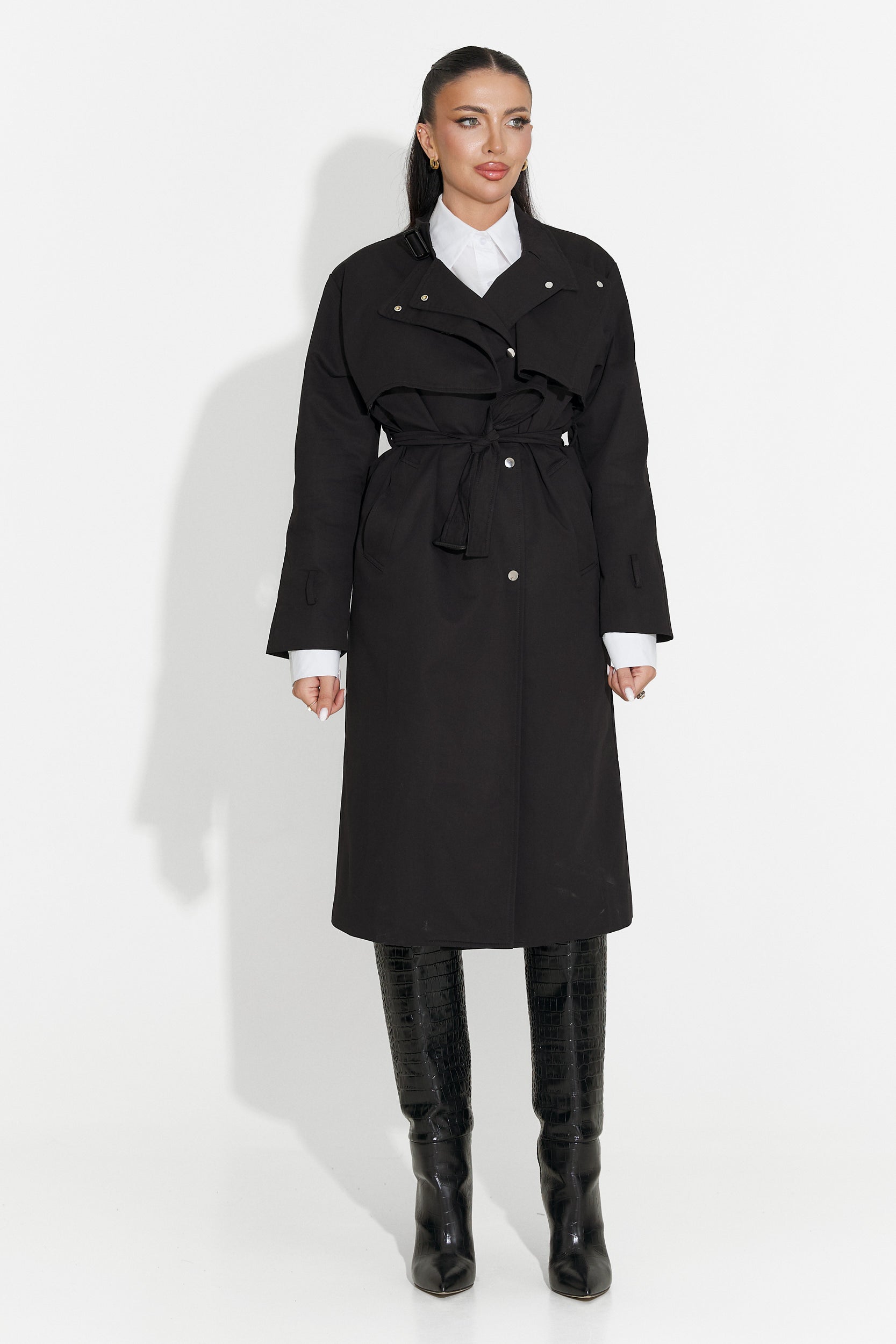 Long black women's coat Emalia Bogas