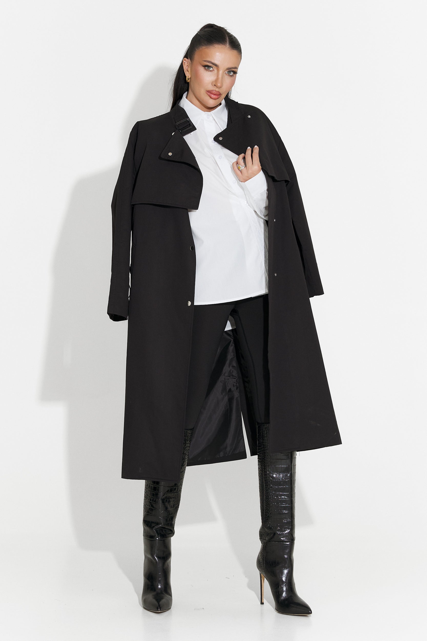 Long black women's coat Emalia Bogas