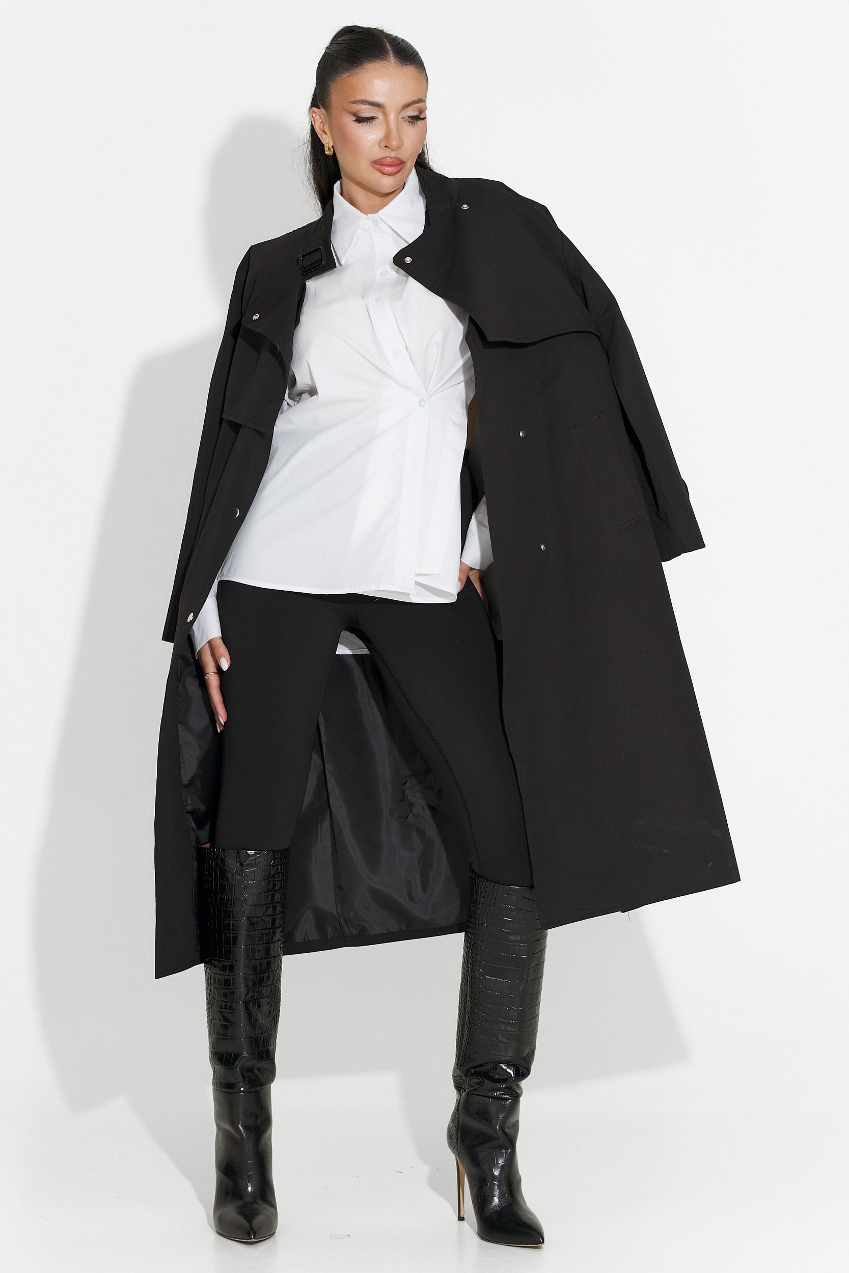 Long black women's coat Emalia Bogas