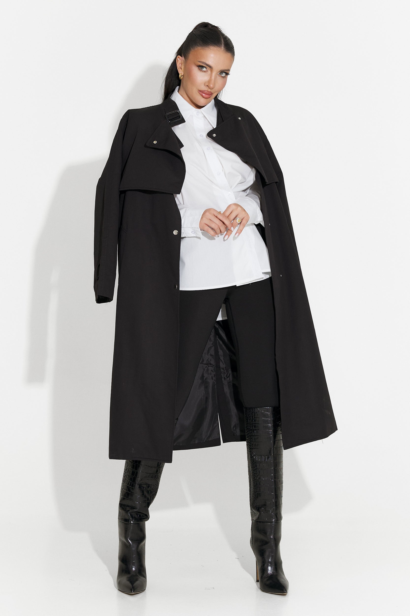 Long black women's coat Emalia Bogas