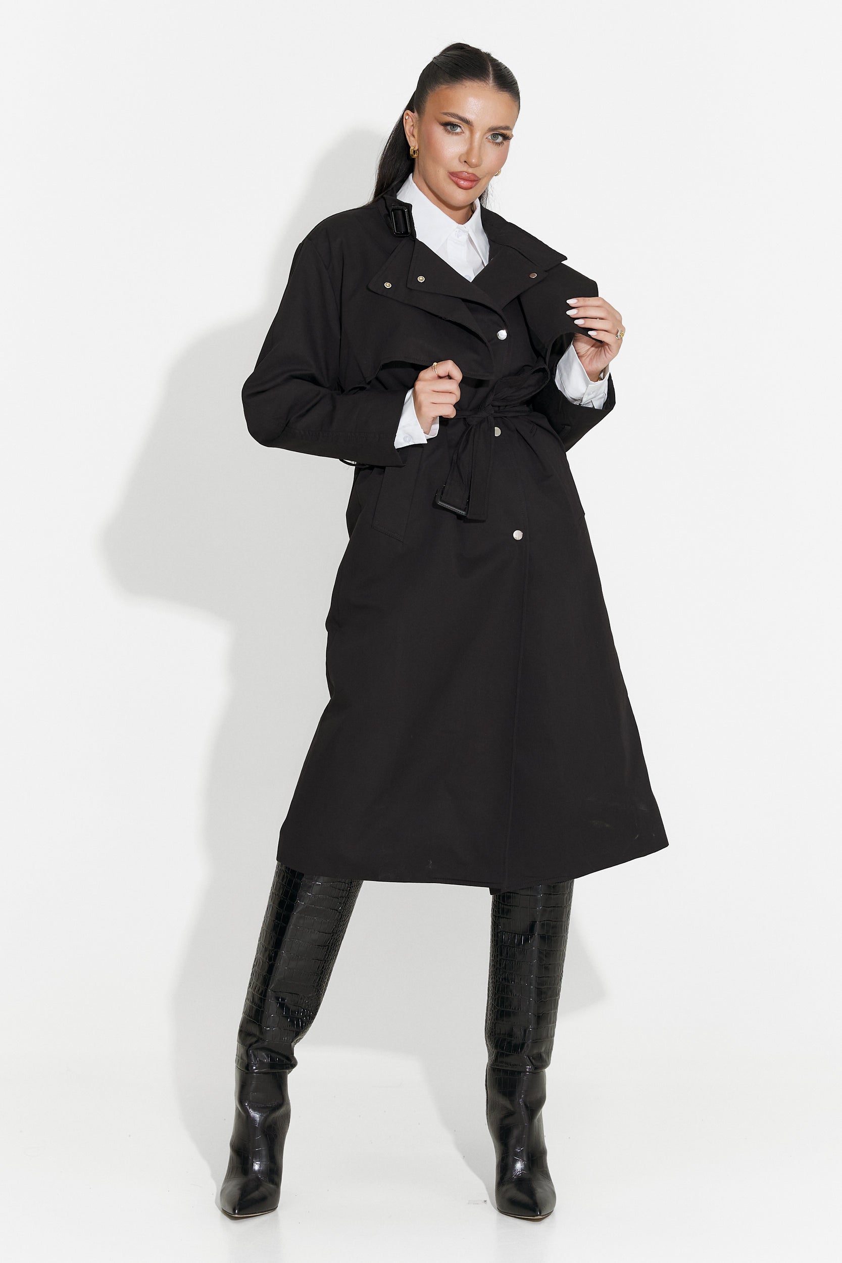 Long black women's coat Emalia Bogas