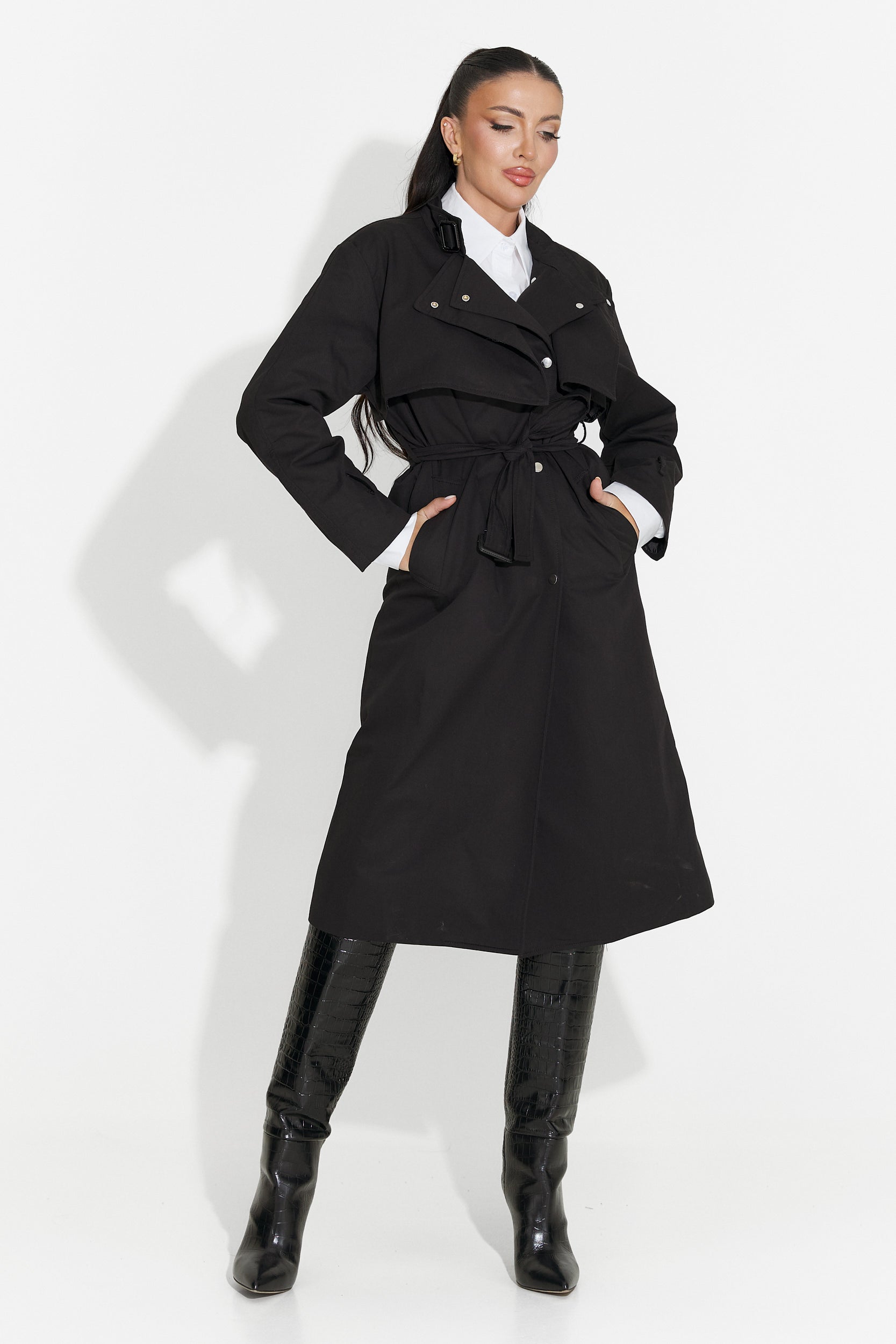 Long black women's coat Emalia Bogas