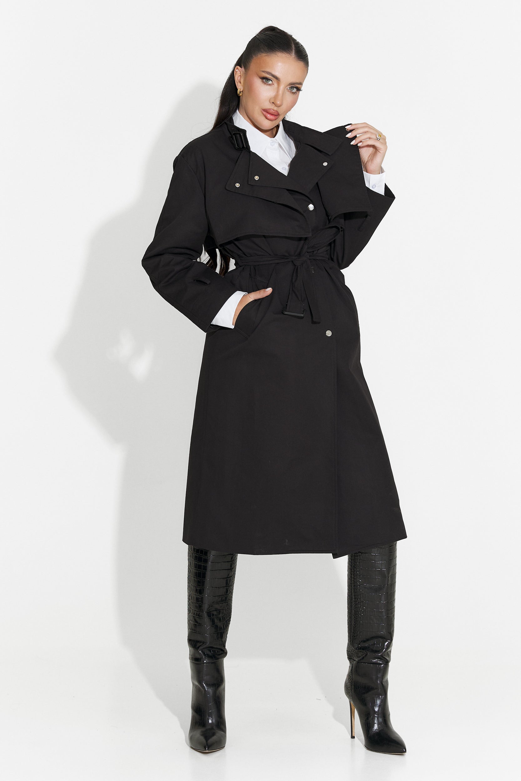Long black women's coat Emalia Bogas