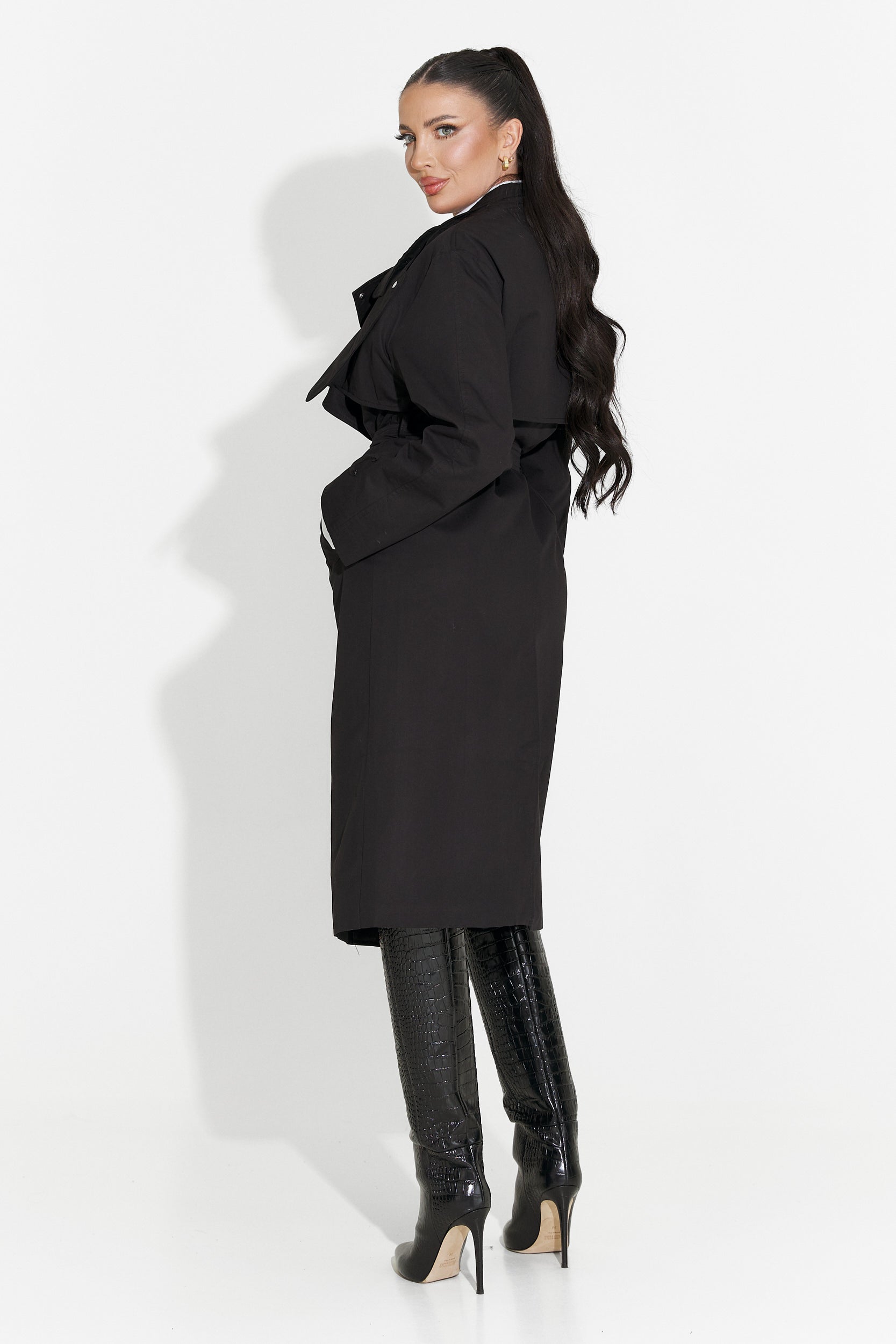 Long black women's coat Emalia Bogas