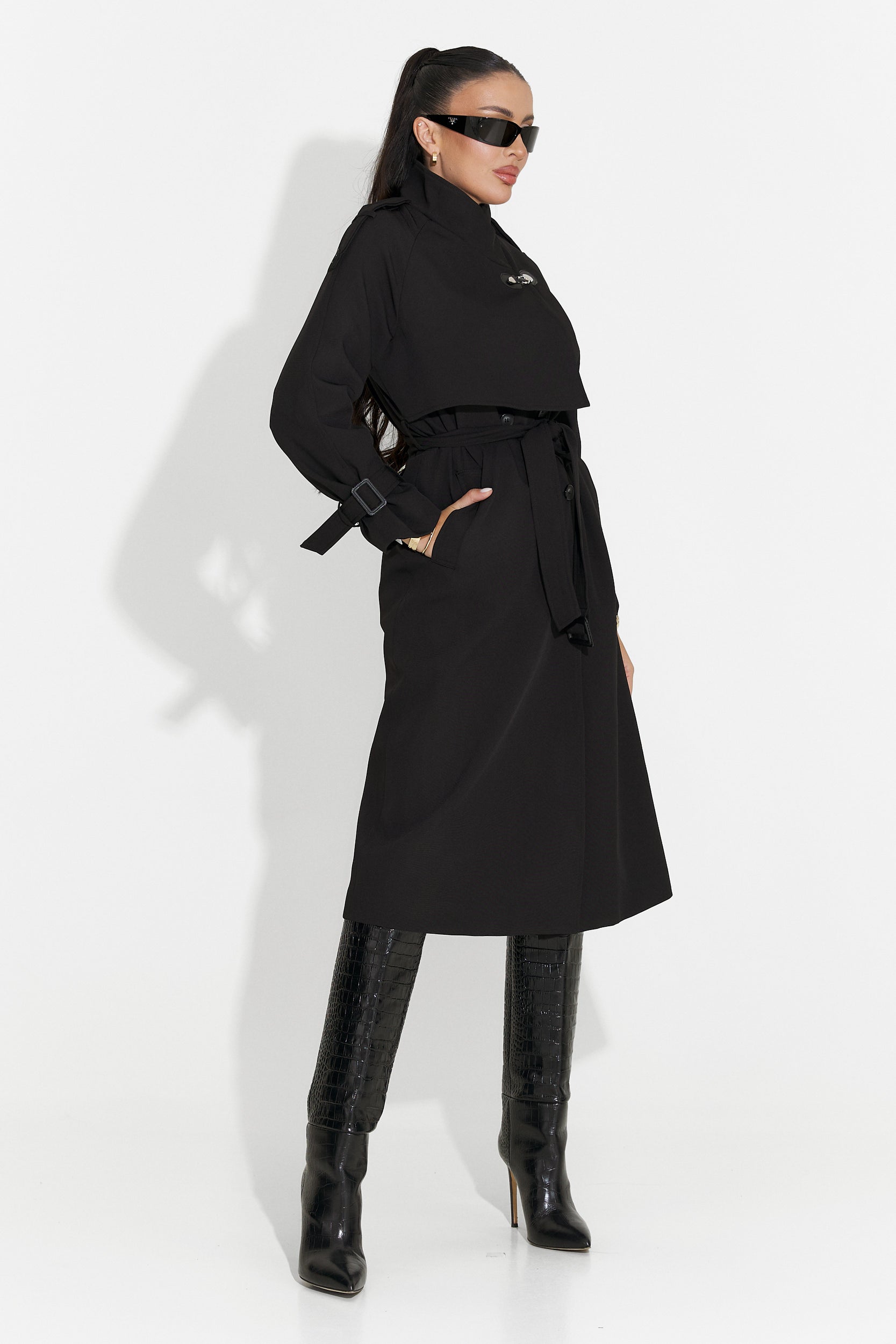 Long black women's coat Misena Bogas