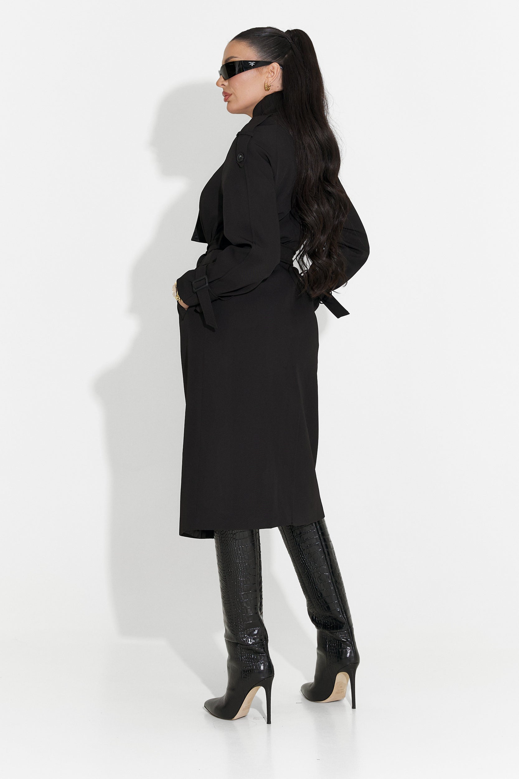 Long black women's coat Misena Bogas