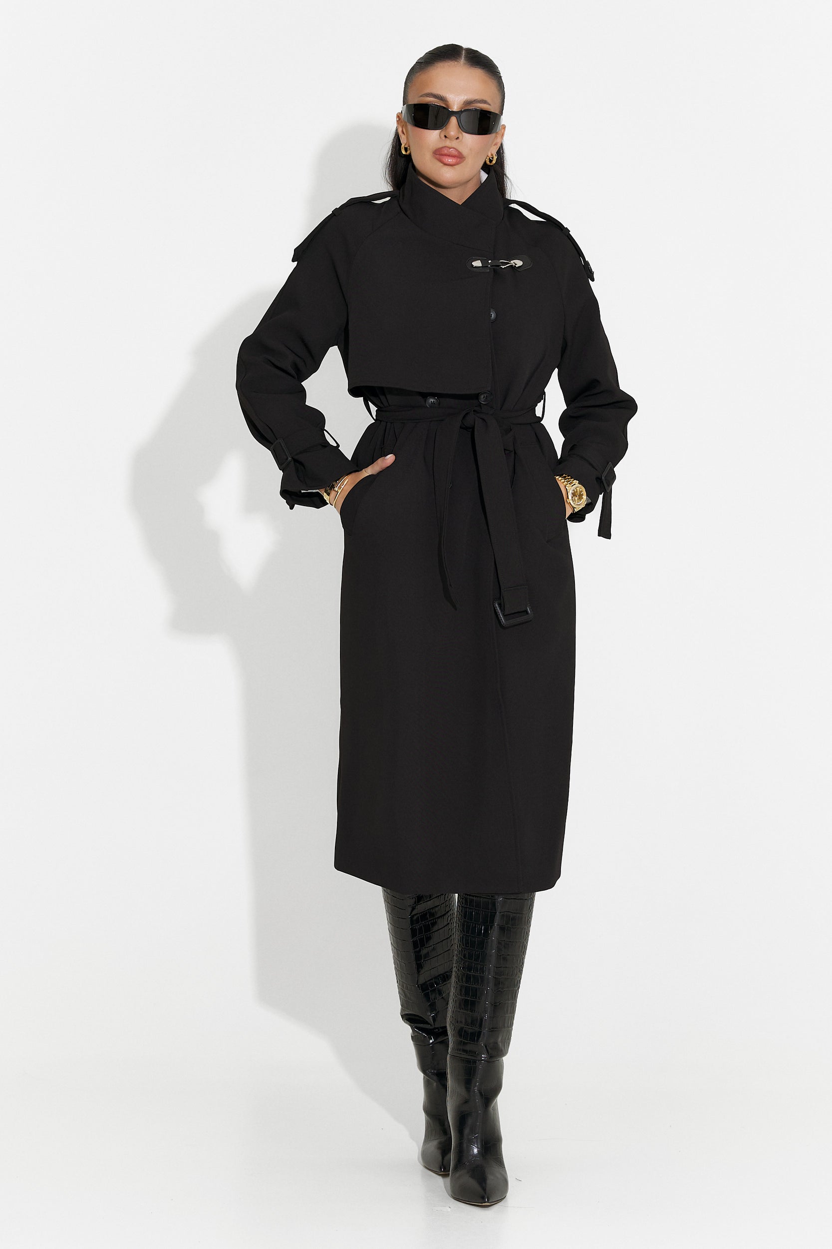 Long black women's coat Misena Bogas