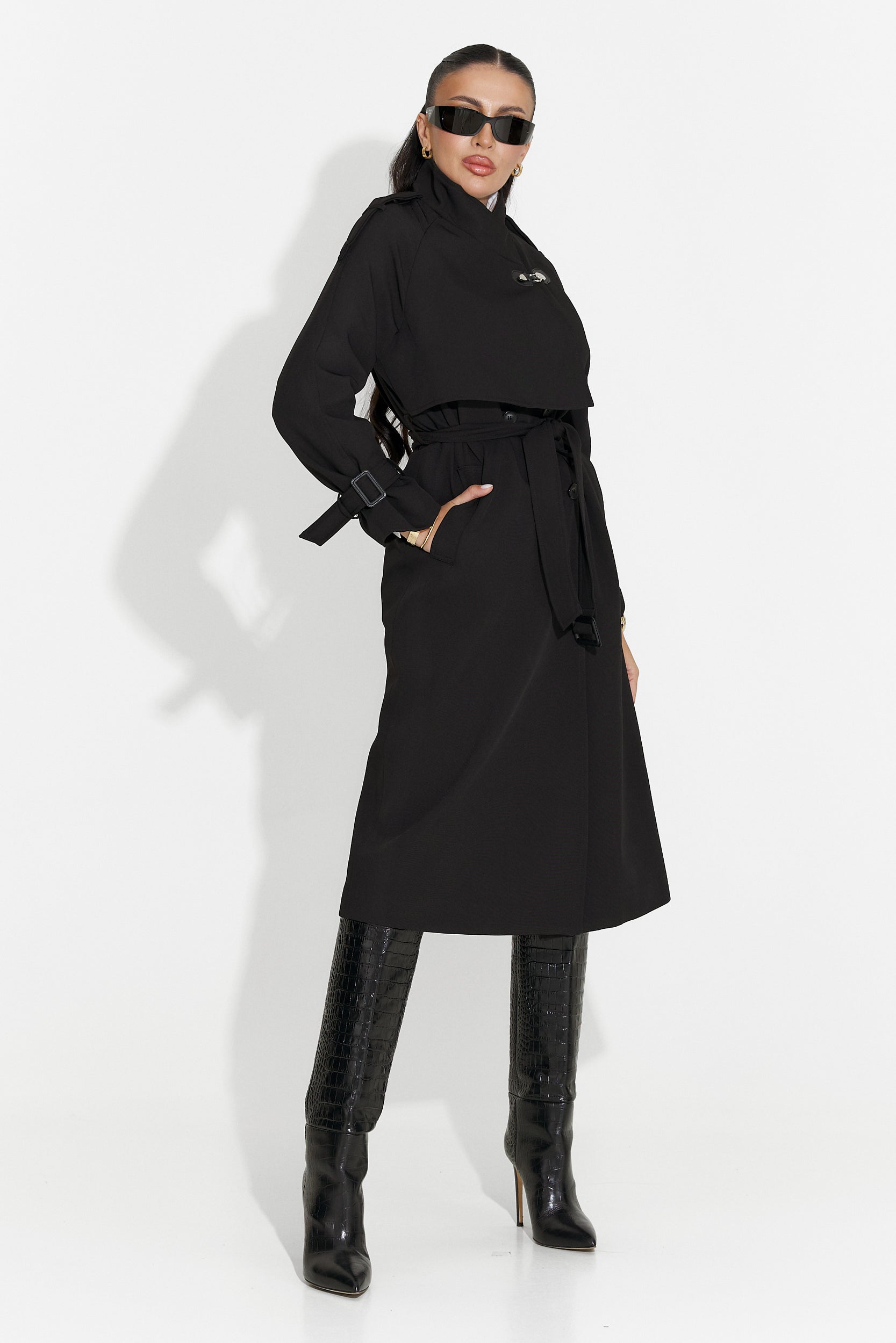 Long black women's coat Misena Bogas