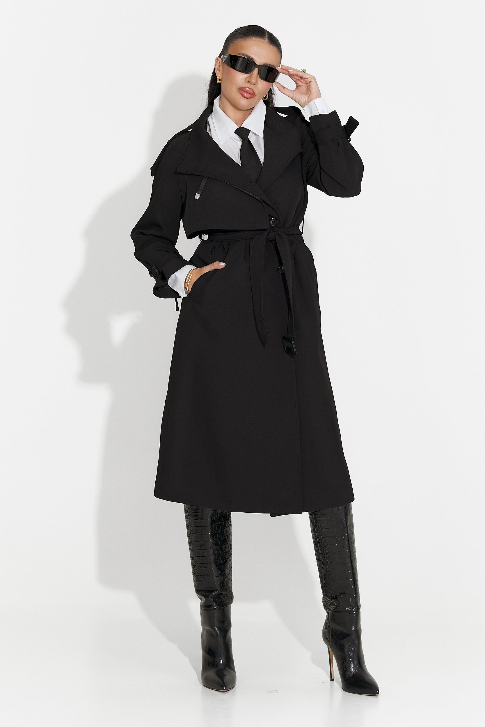 Long black women's coat Misena Bogas