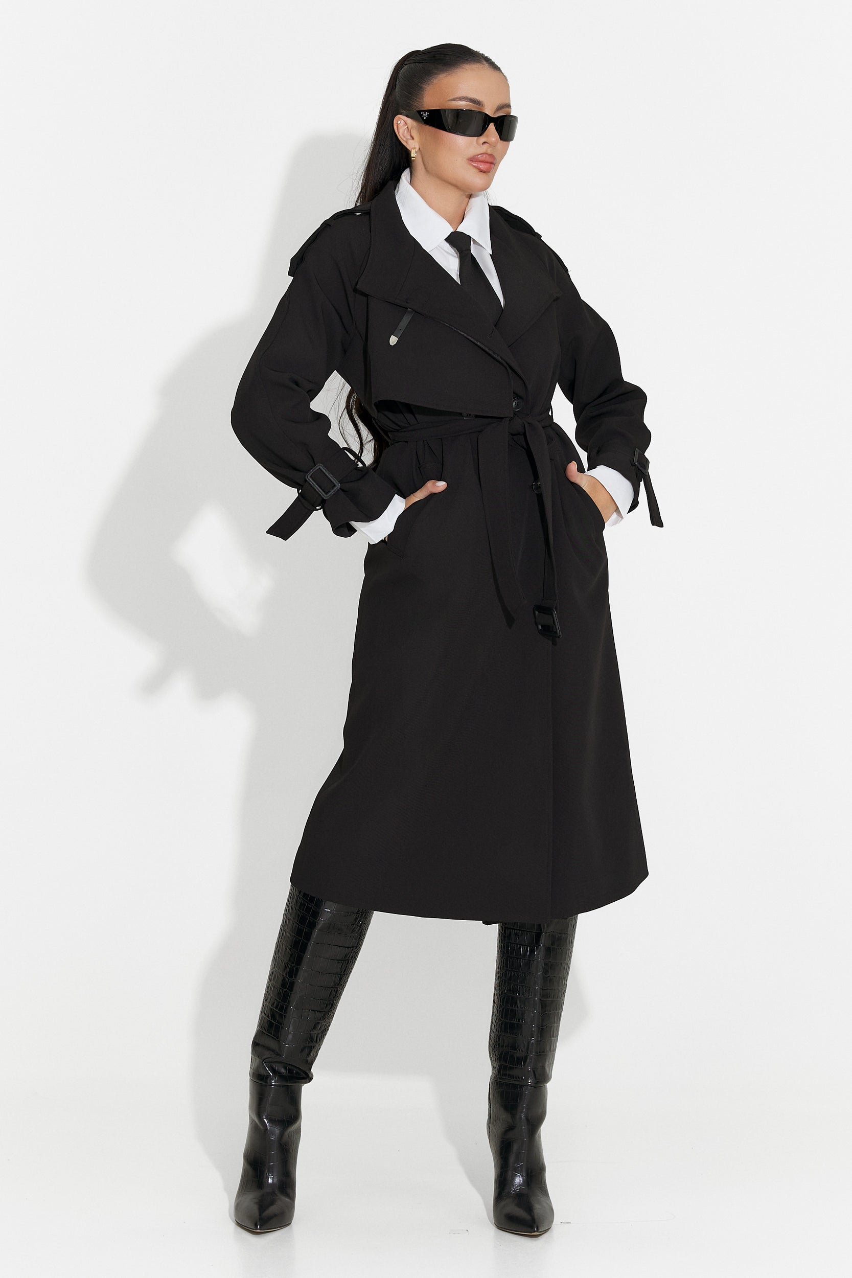 Long black women's coat Misena Bogas