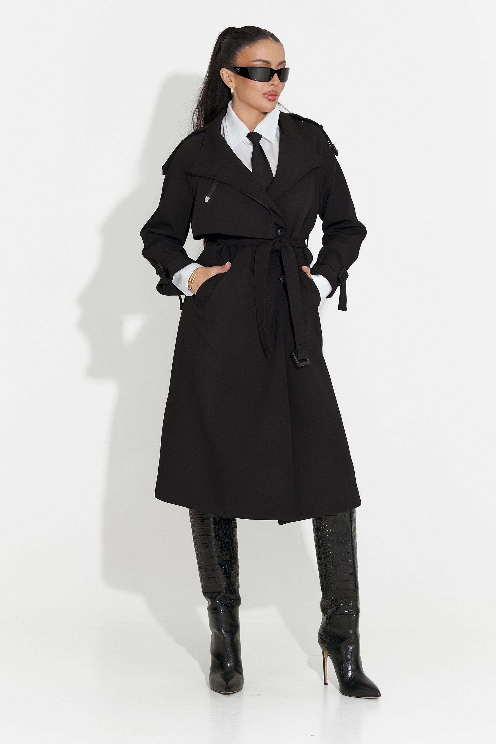 Long black women's coat Misena Bogas