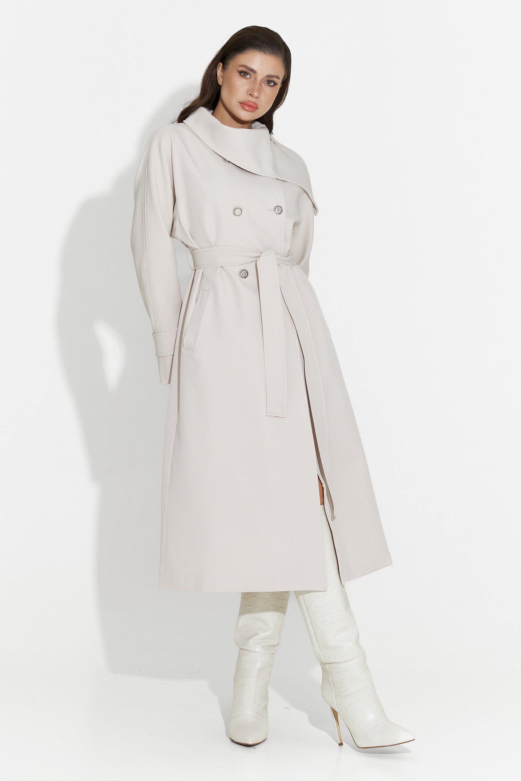 Women's medium greige coat Scotie Bogas