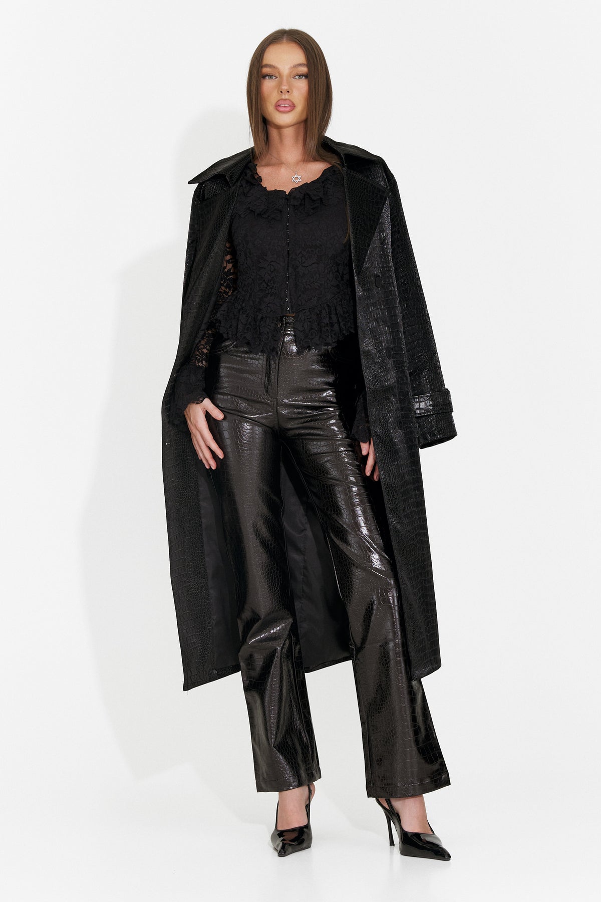 Palton elegant negru Prumeiza Bogas