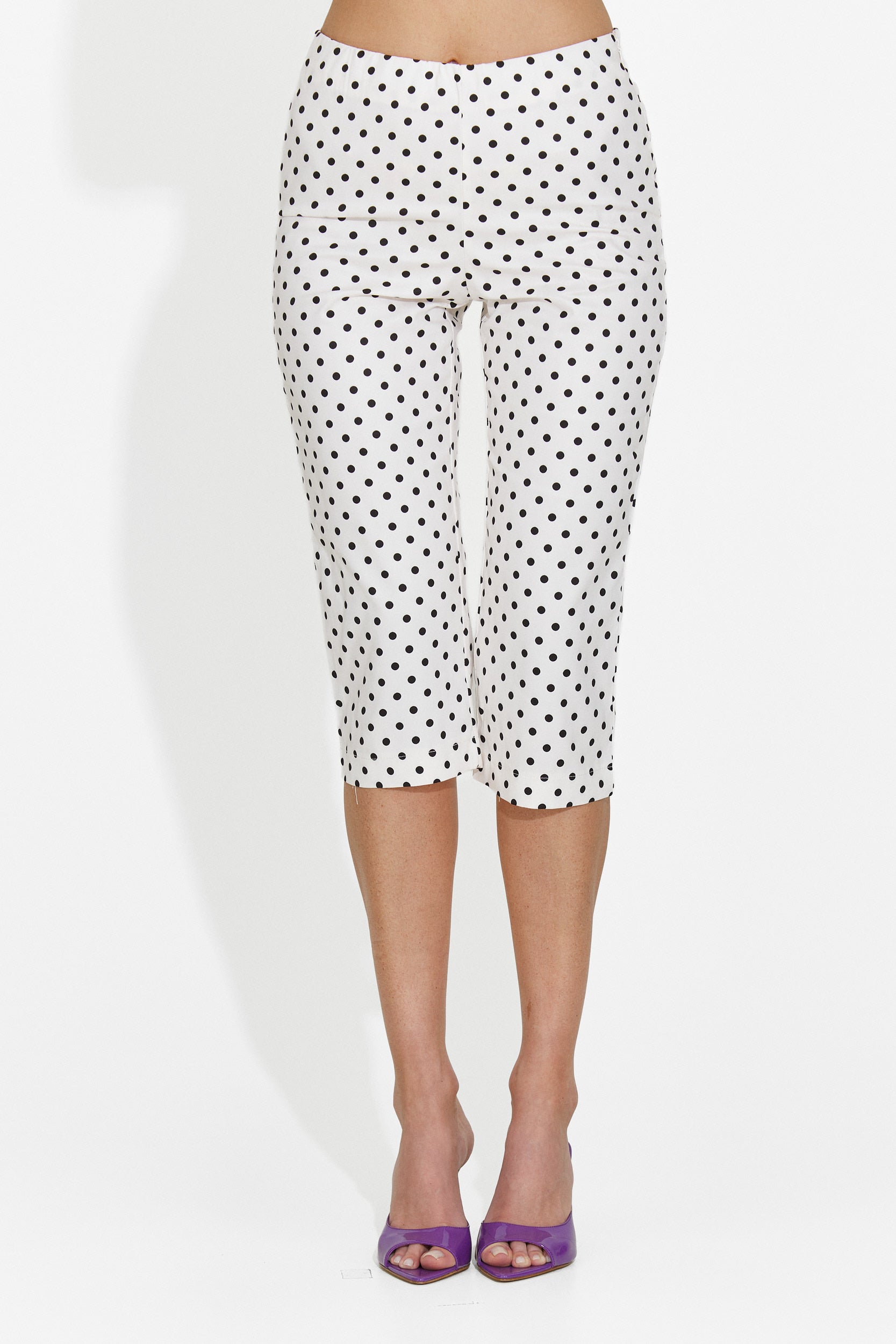 Pantaloni dama capri albi Cariana Bogas