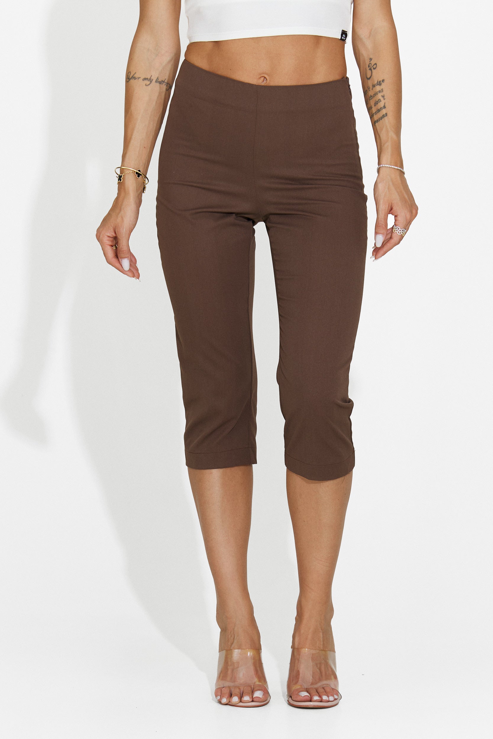 Pantaloni dama capri maro Aspazia Bogas