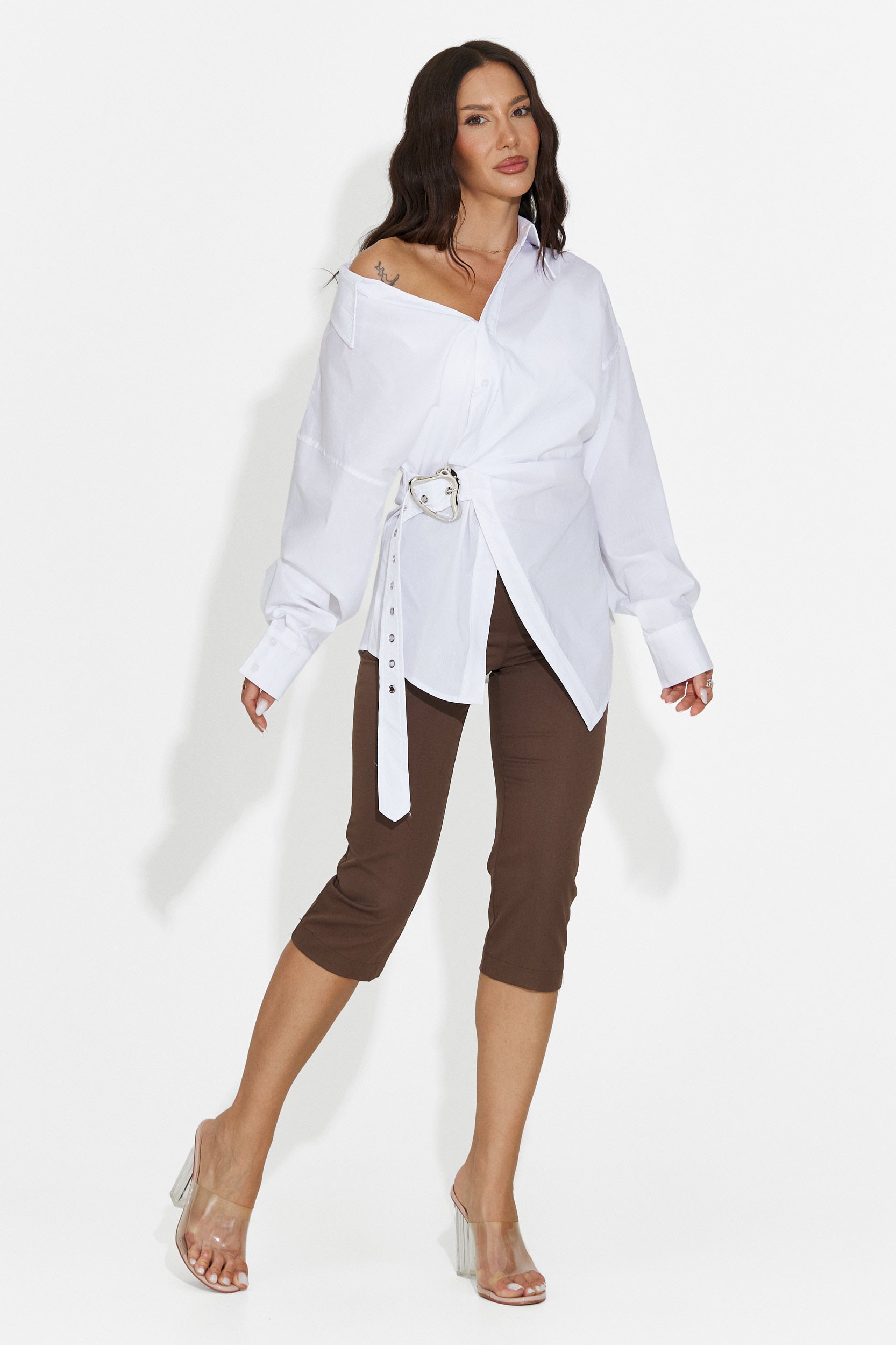 Pantaloni dama capri maro Aspazia Bogas