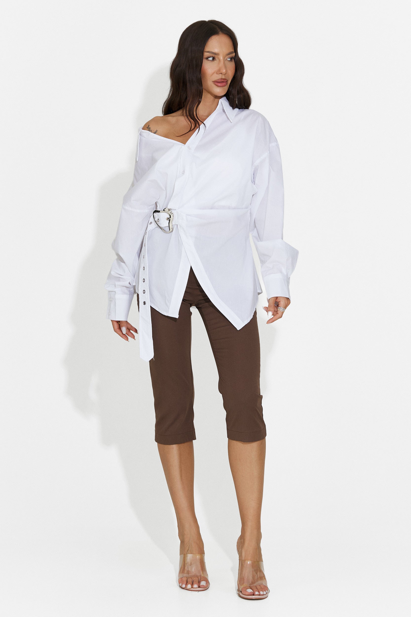 Pantaloni dama capri maro Aspazia Bogas