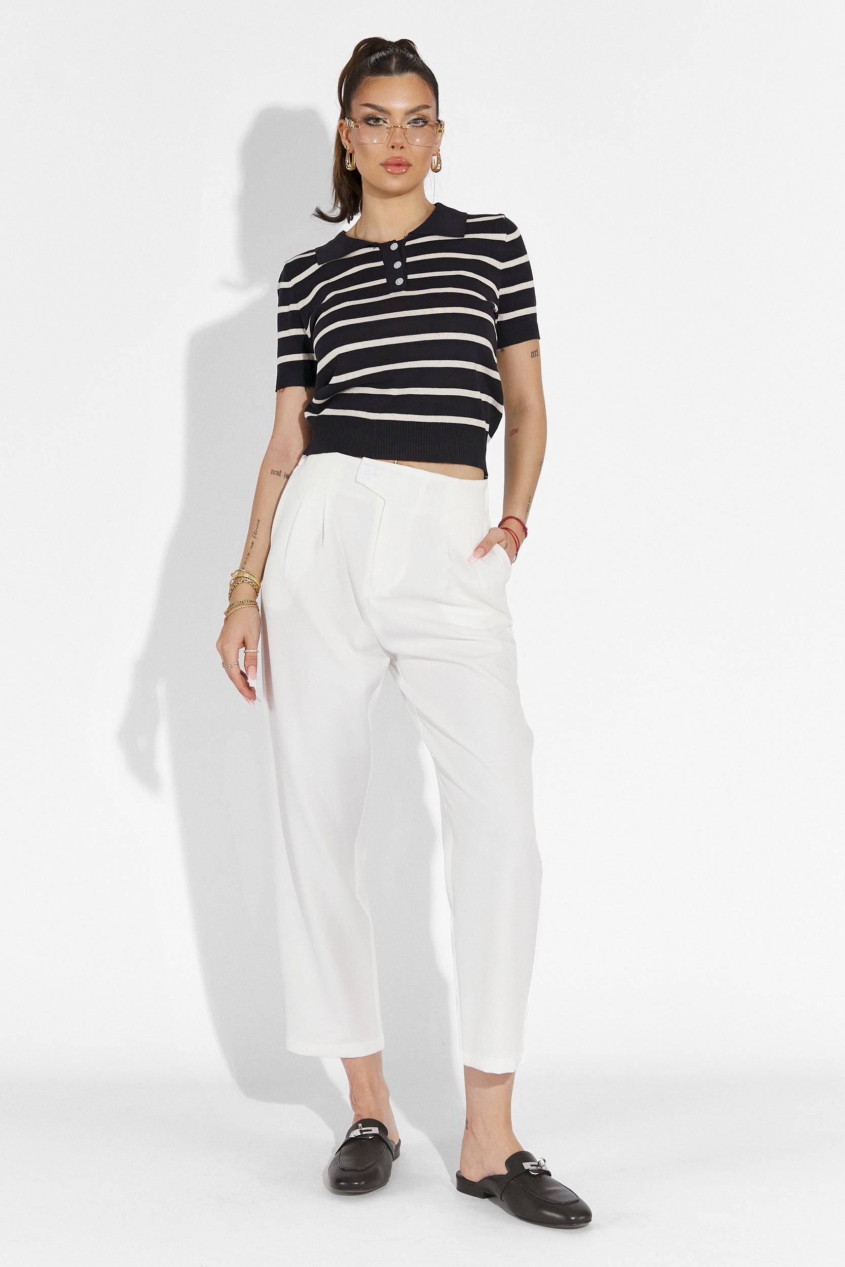 Alvaro Bogas white casual women's trousers