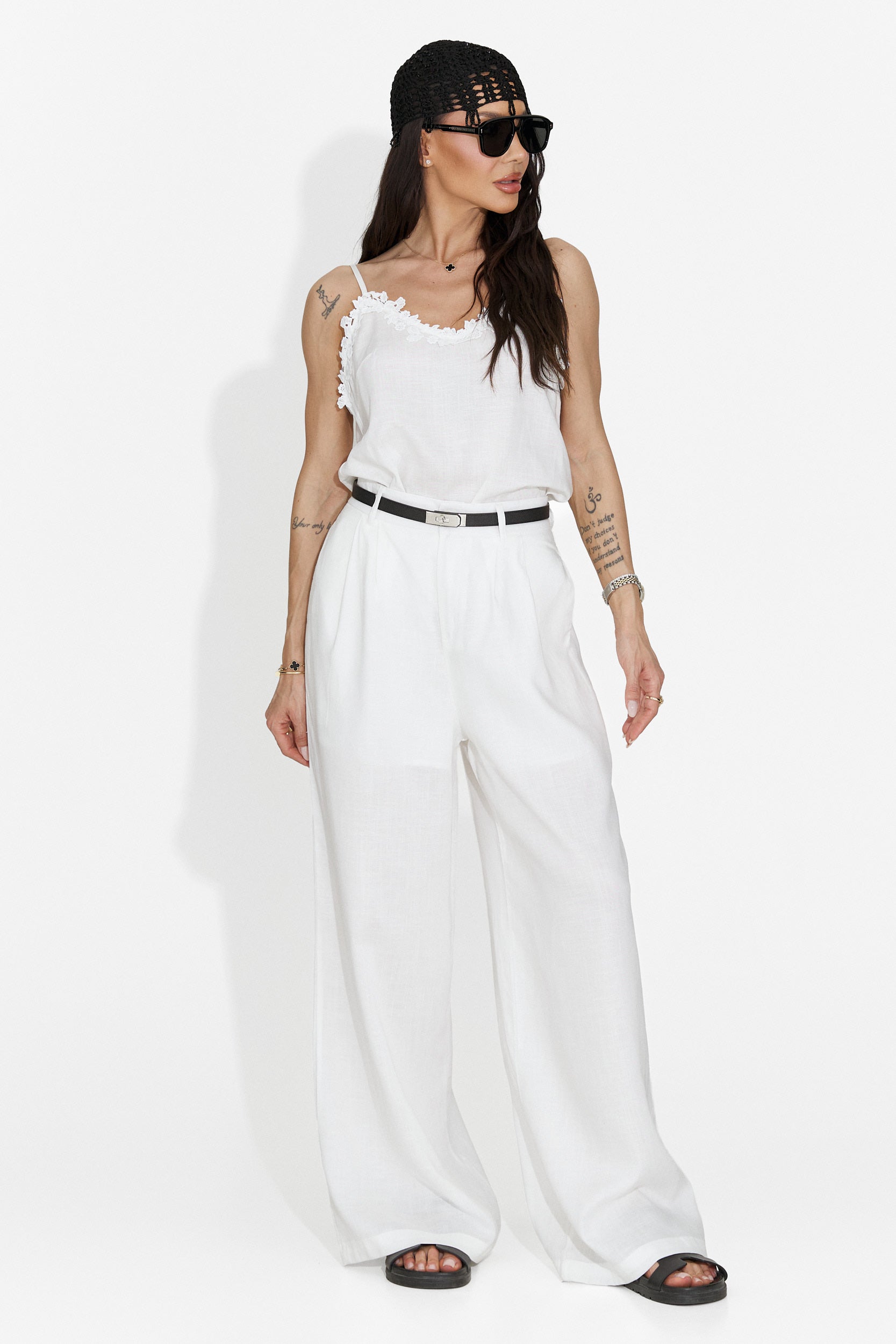 Pantaloni dama casual albi Cosmos Bogas
