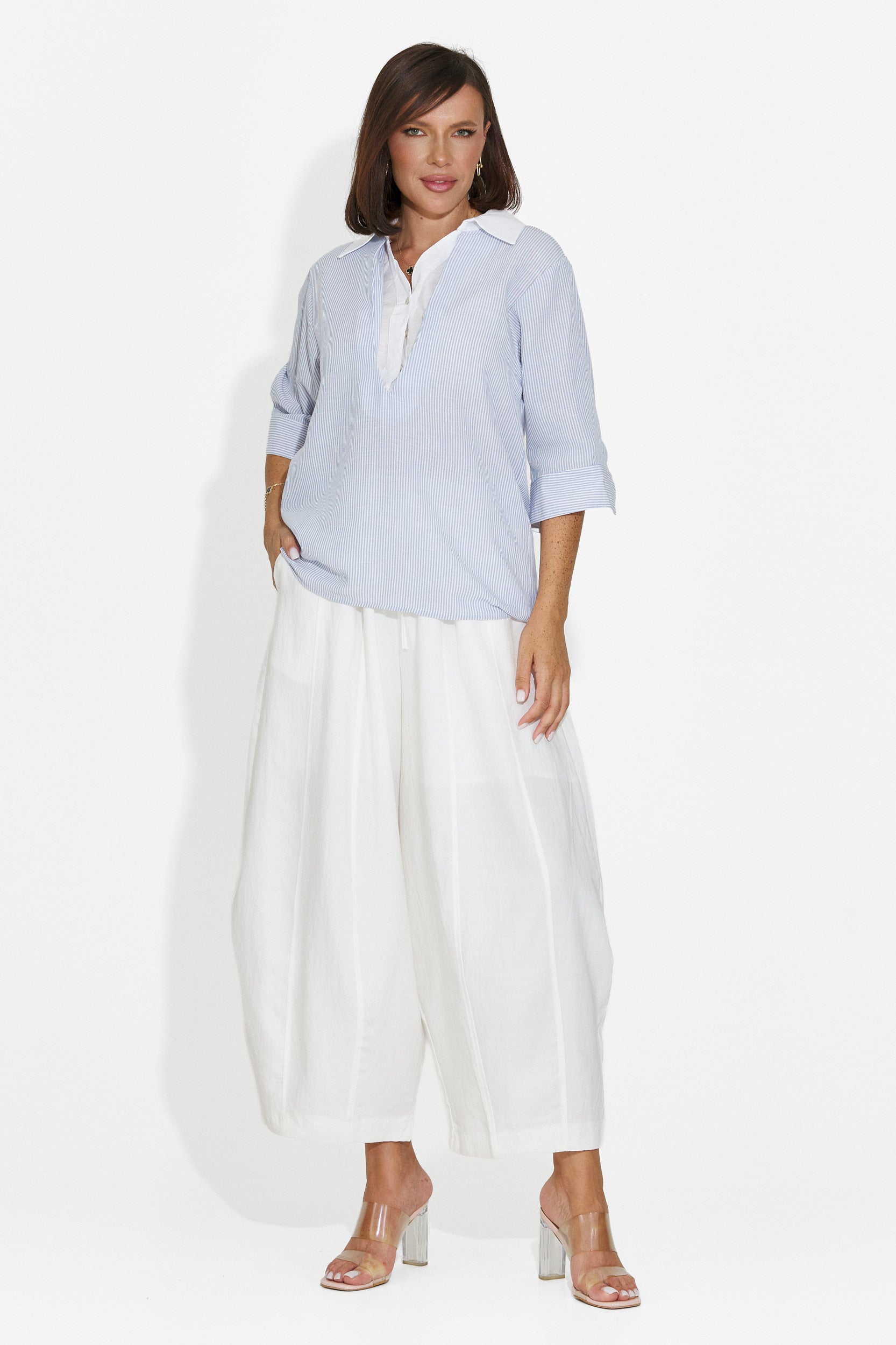 Pantaloni dama casual albi Eusepia Bogas