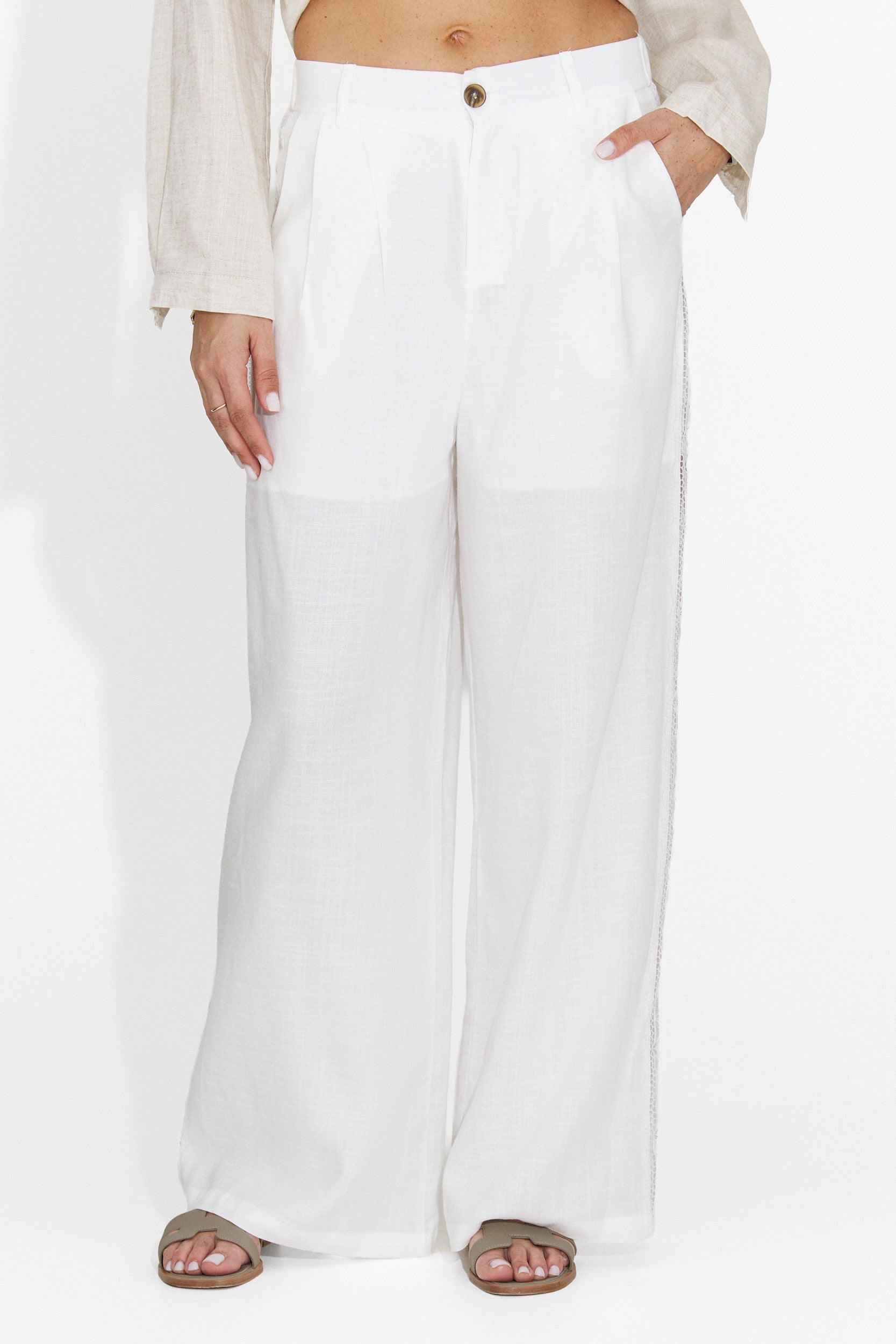 Pantaloni dama casual albi Heather Bogas
