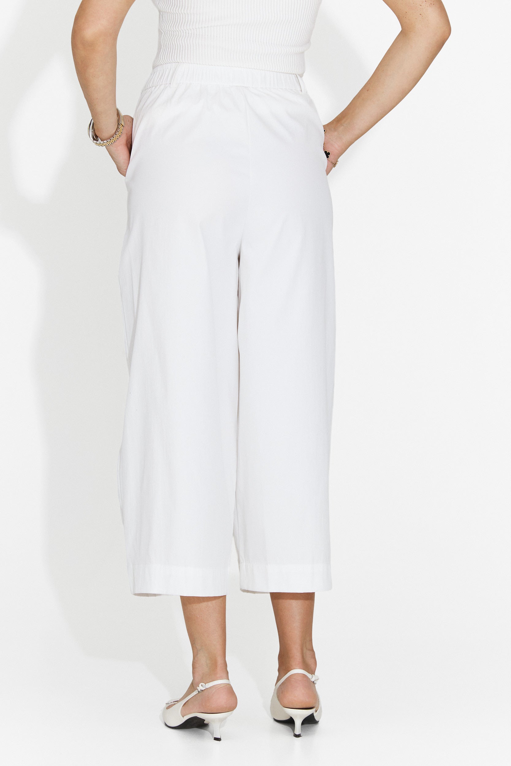 Pantaloni dama casual albi Lobelia Bogas