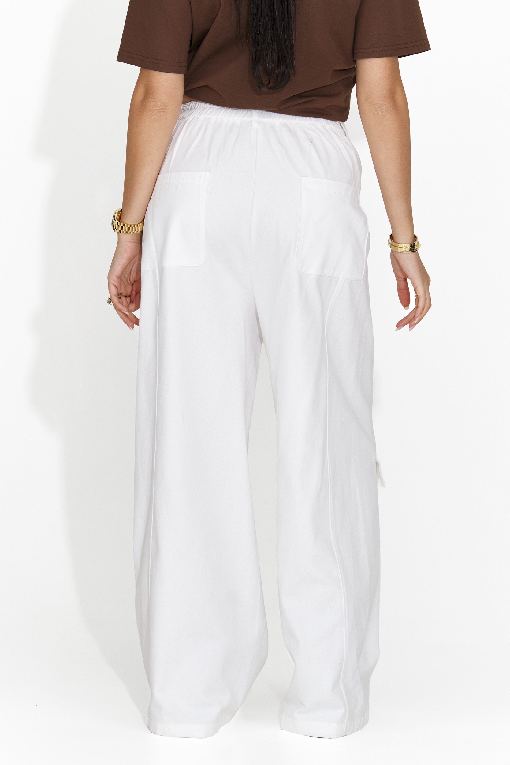Pantaloni dama casual albi Nederia Bogas