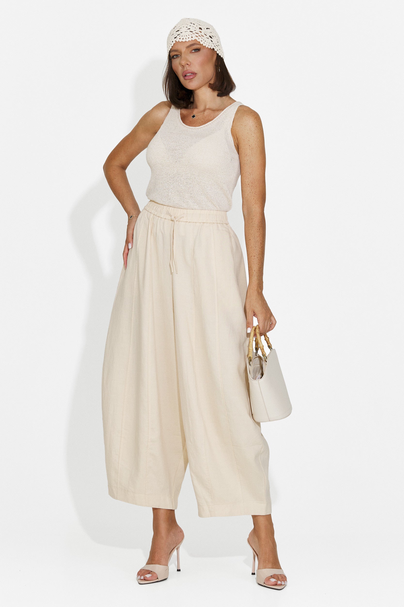 Pantaloni dama casual bej Eusepia Bogas