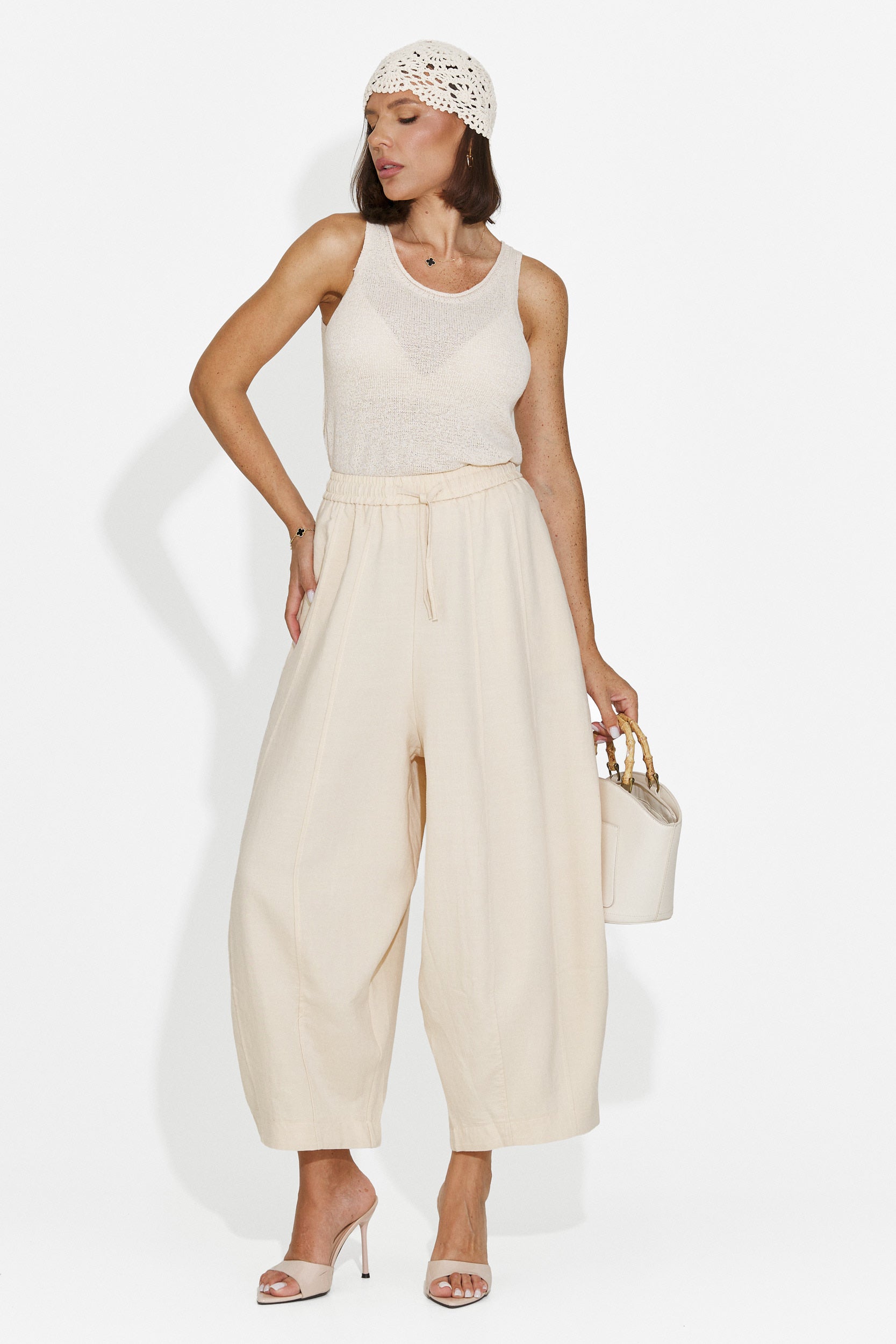 Pantaloni dama casual bej Eusepia Bogas