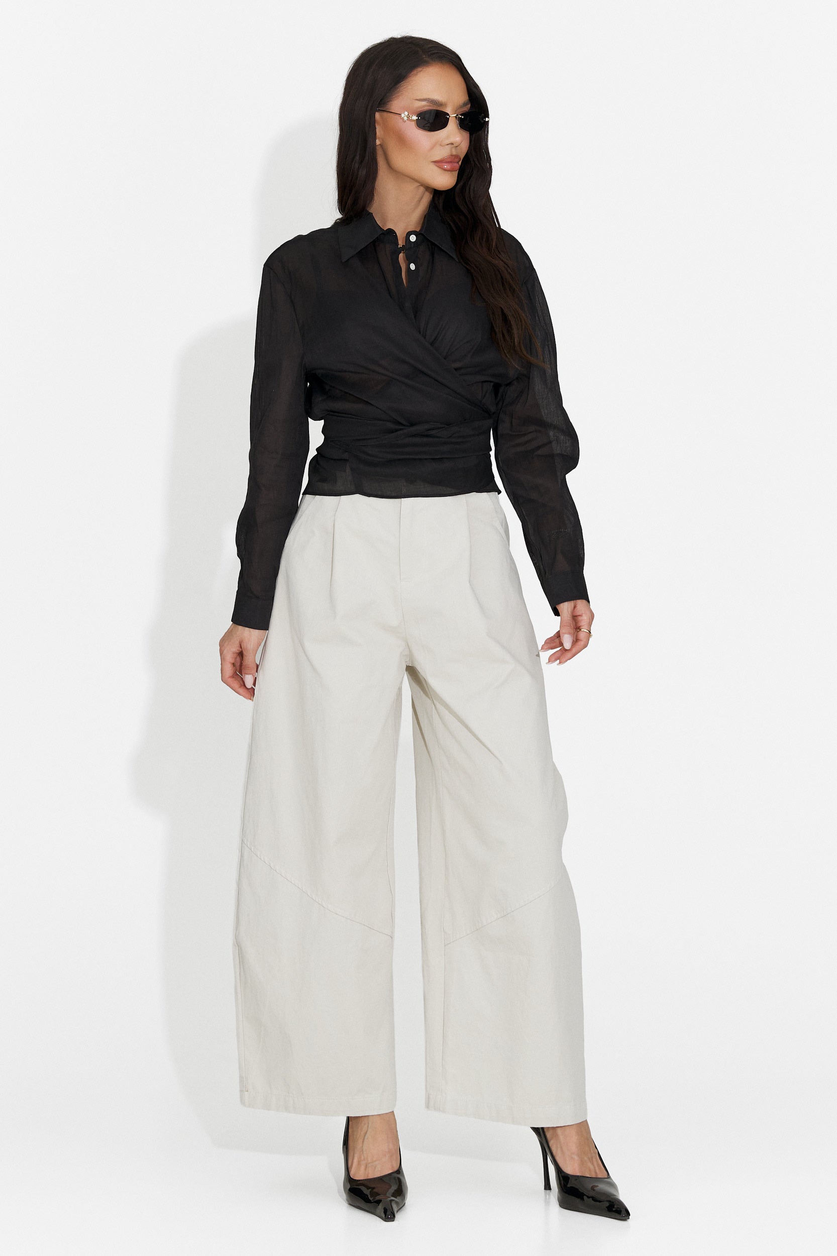Pantaloni dama casual bej Horwed Bogas
