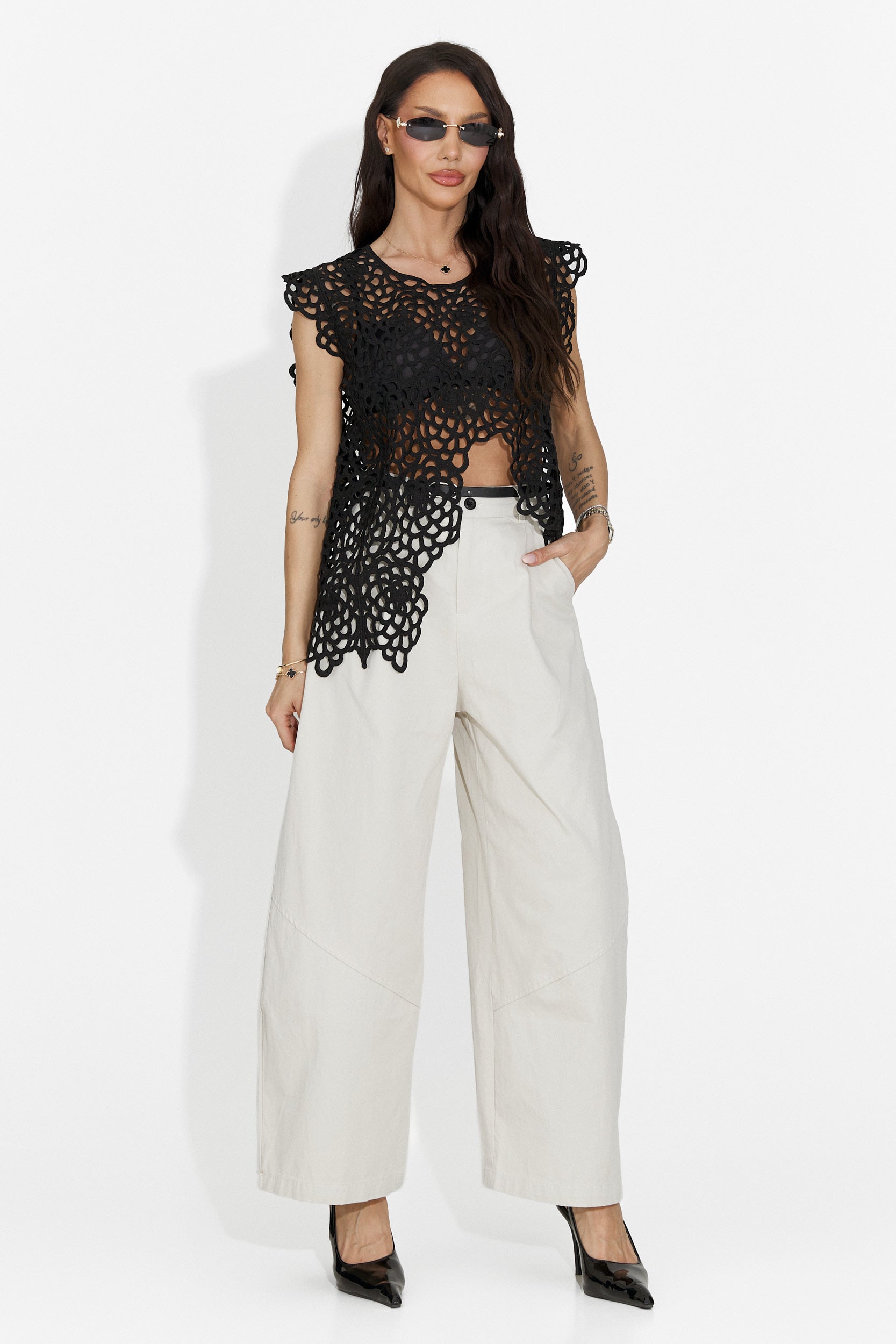 Pantaloni dama casual bej Horwed Bogas