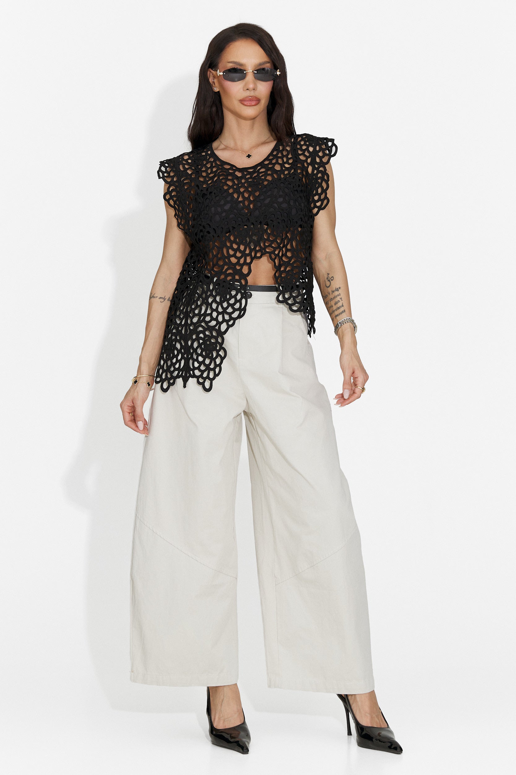 Pantaloni dama casual bej Horwed Bogas