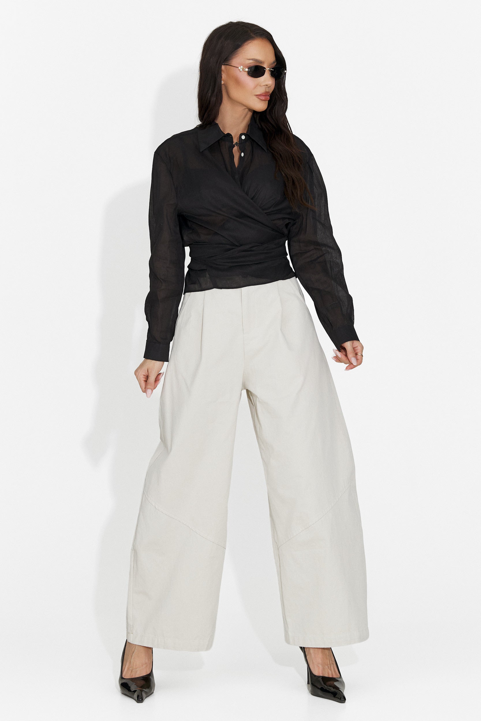 Pantaloni dama casual bej Horwed Bogas