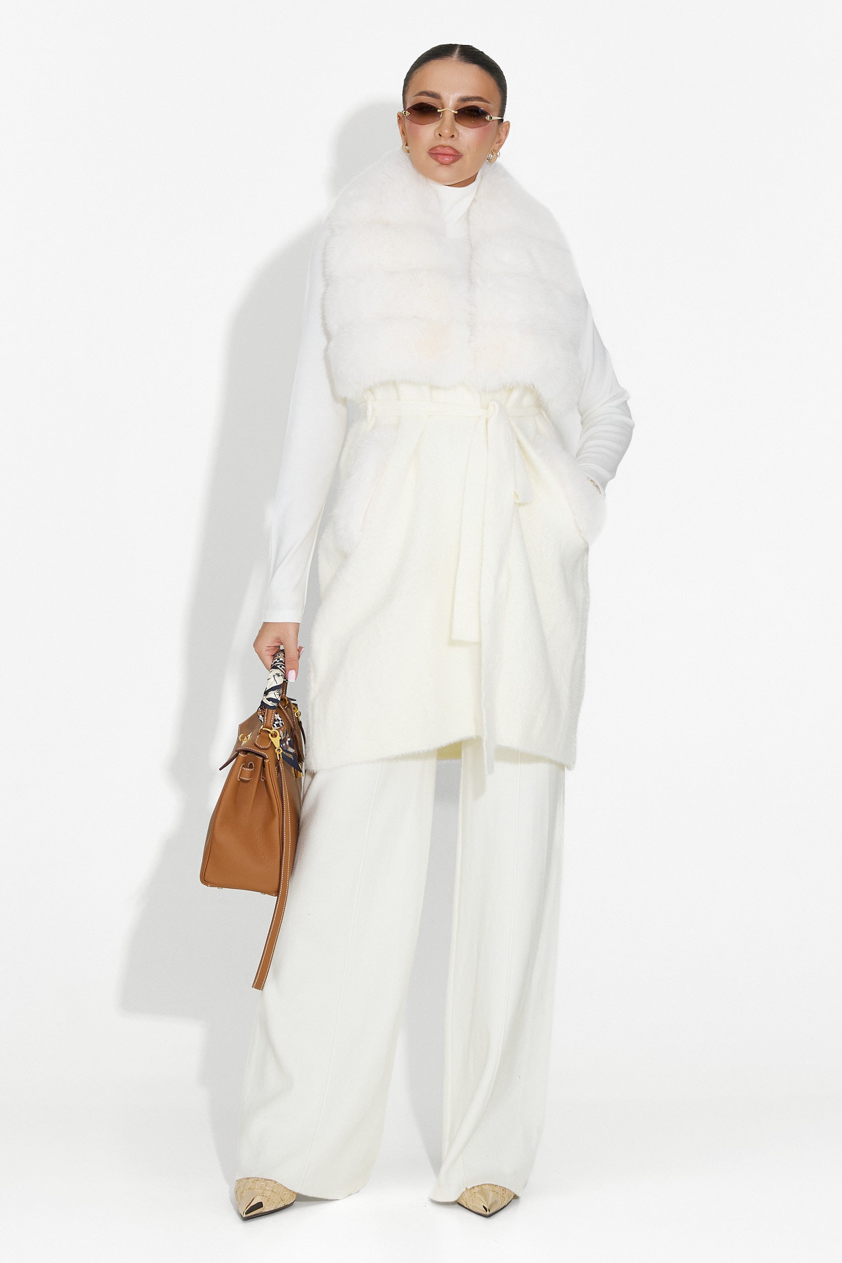 Pantaloni dama casual bej Pietrina Bogas