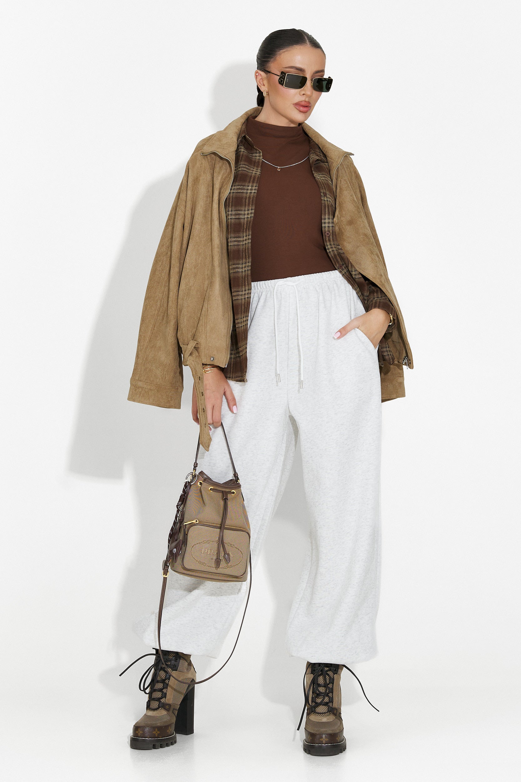 Pantaloni dama casual gri Isoria Bogas