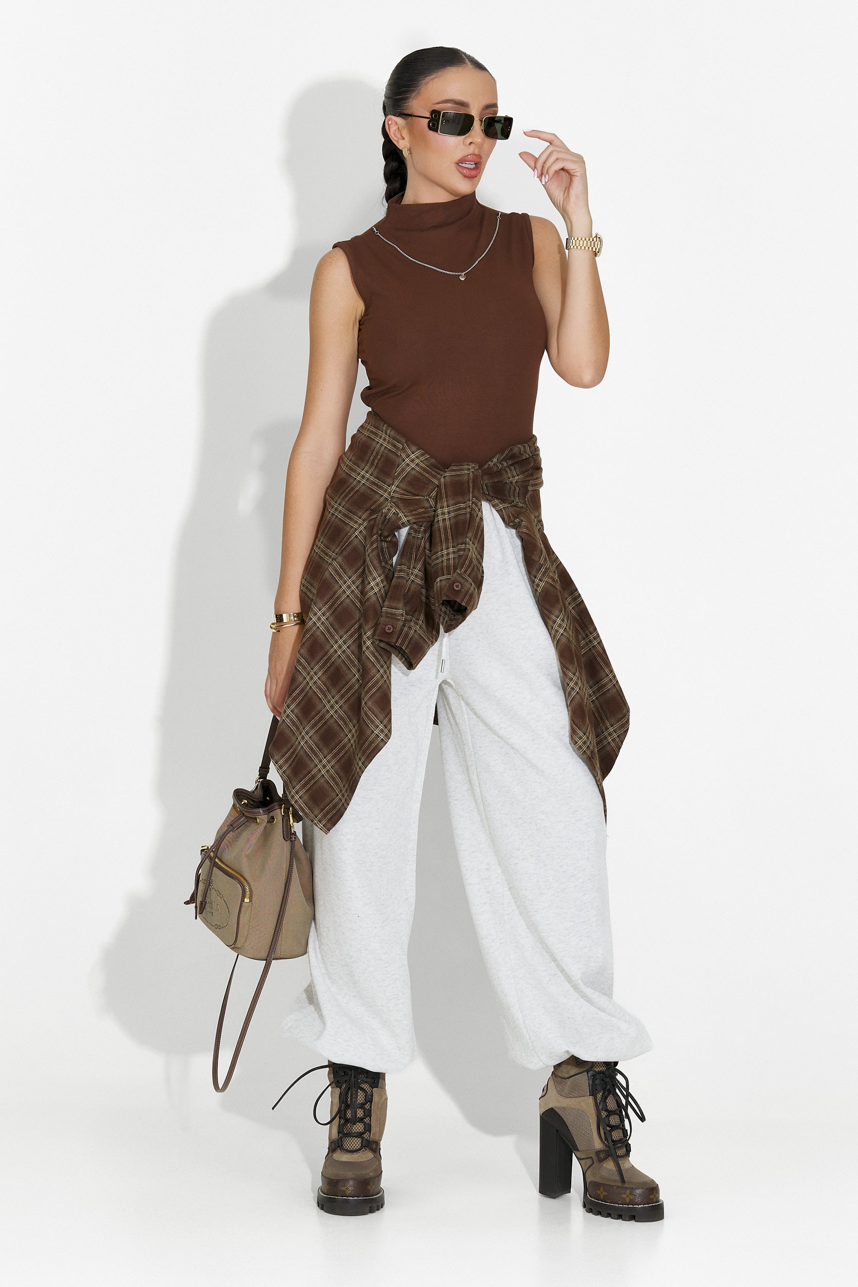 Pantaloni dama casual gri Isoria Bogas