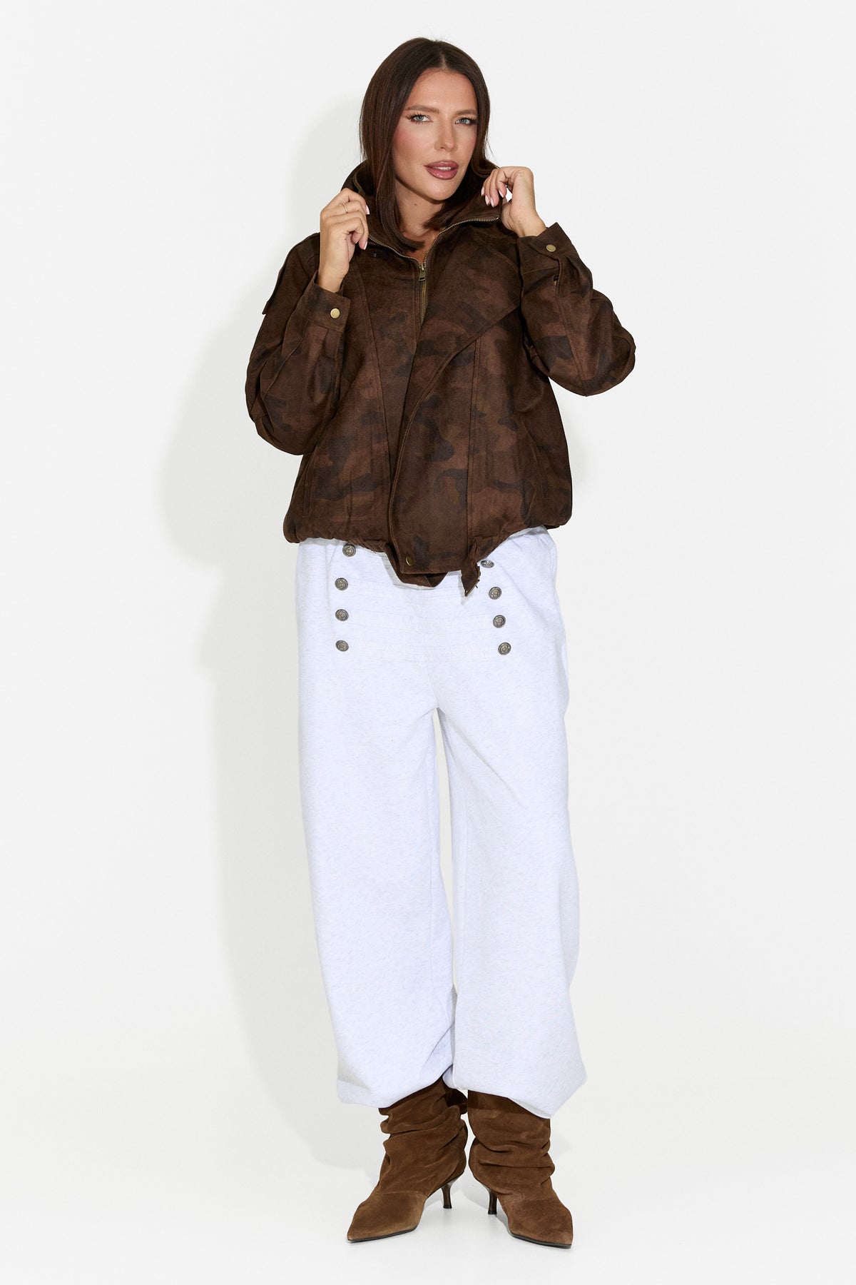 Pantaloni dama casual gri Velezoena Bogas