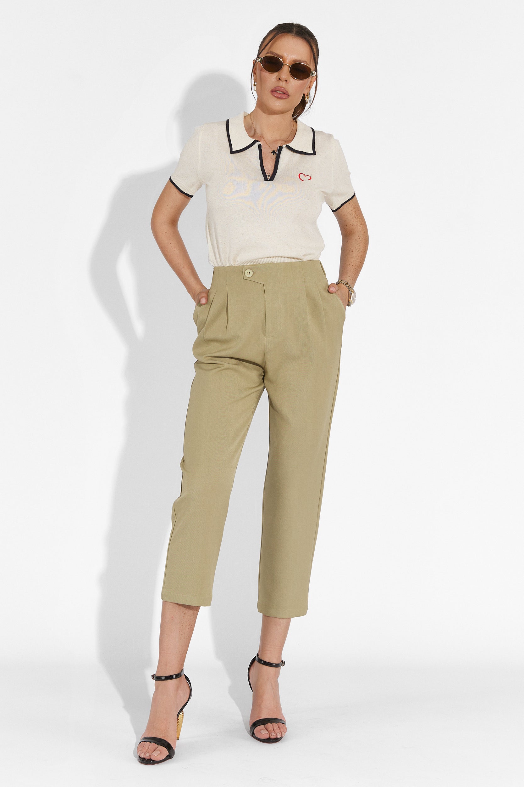Alvaro Bogas Casual Khaki Women's Trousers