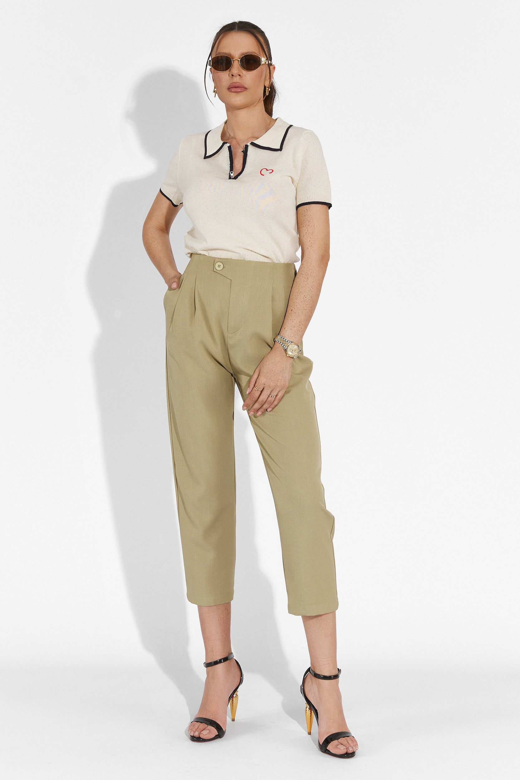 Alvaro Bogas Casual Khaki Women's Trousers