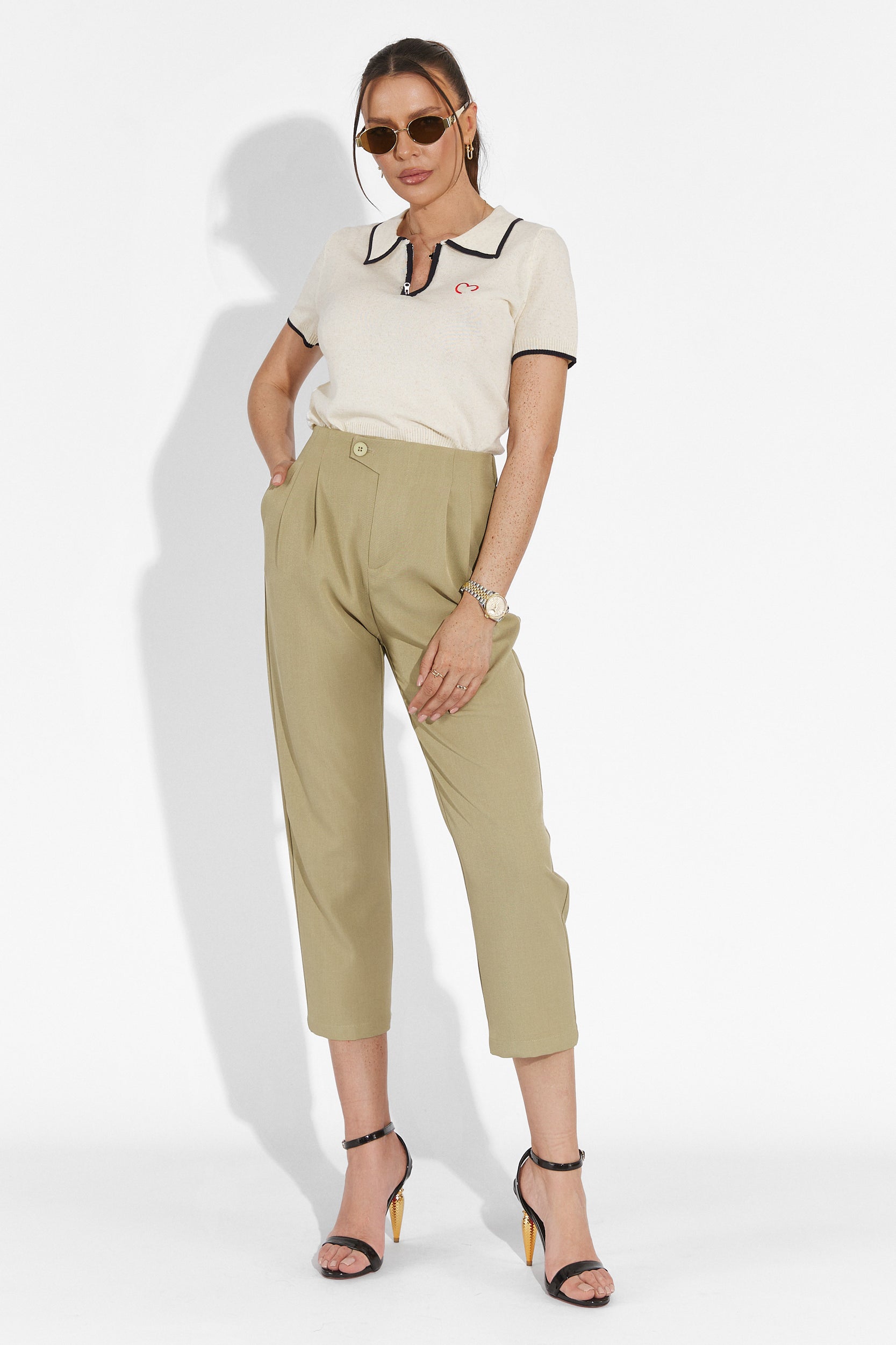 Alvaro Bogas Casual Khaki Women's Trousers