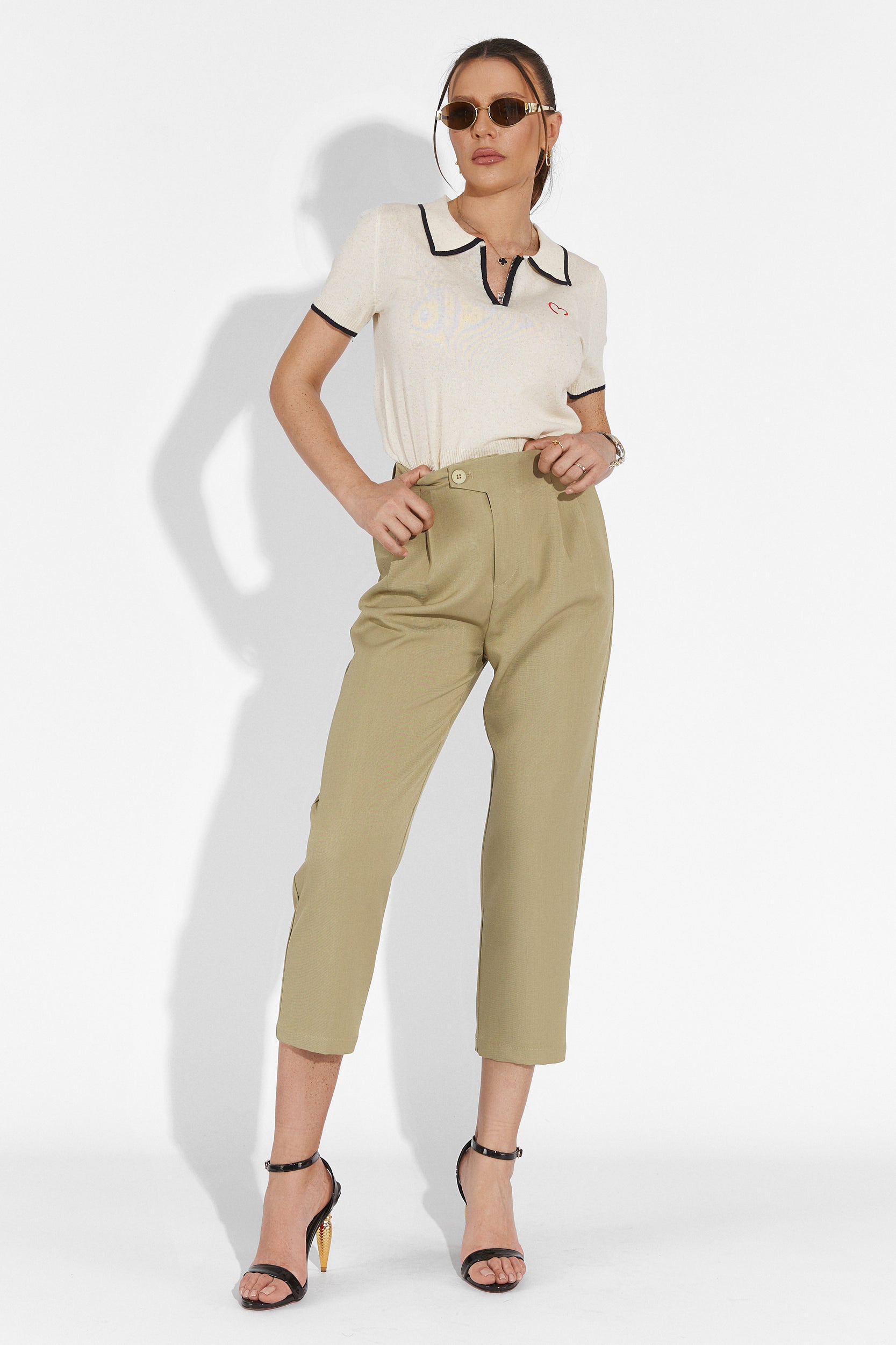 Alvaro Bogas Casual Khaki Women's Trousers