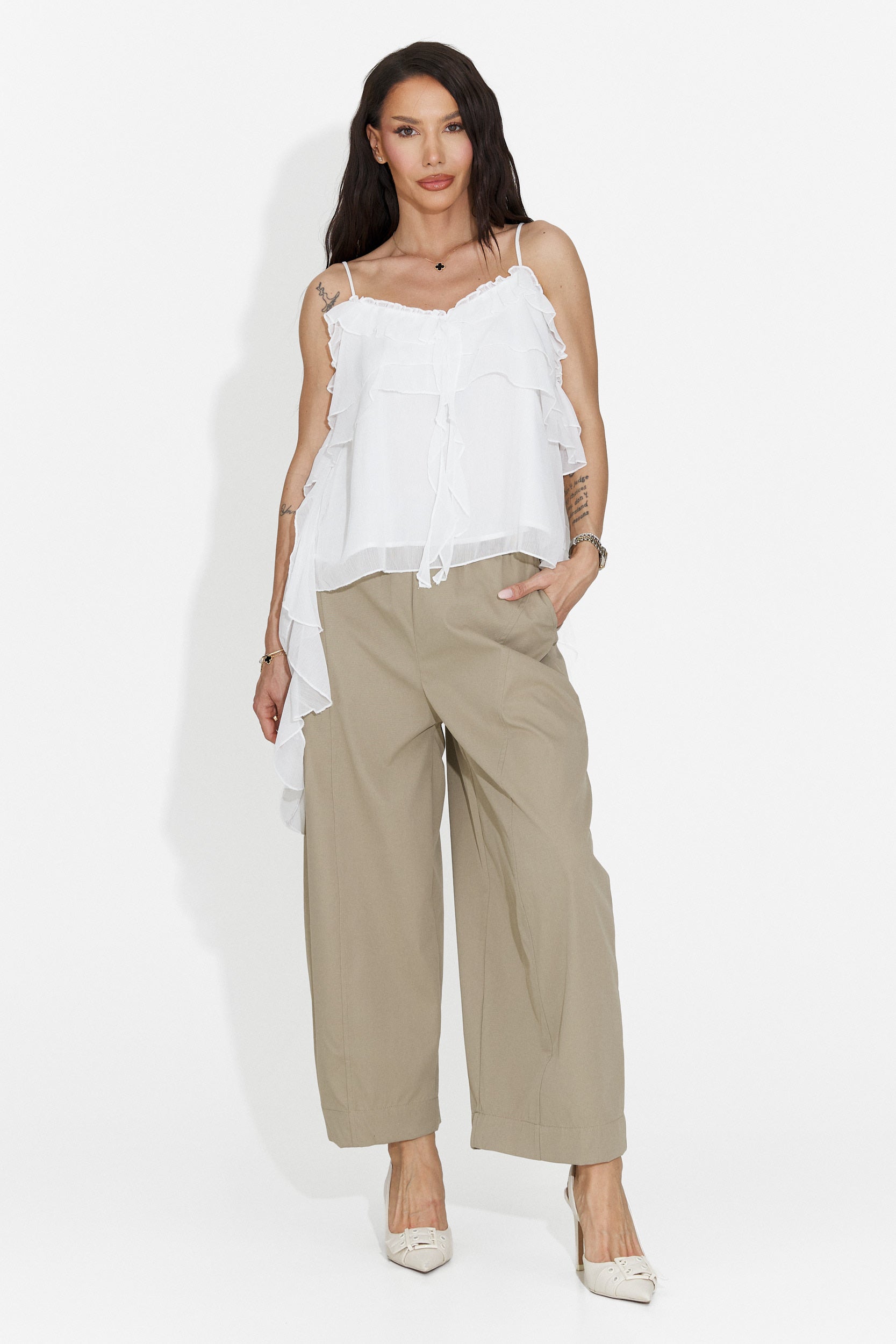 Pantaloni dama casual maro Lobelia Bogas