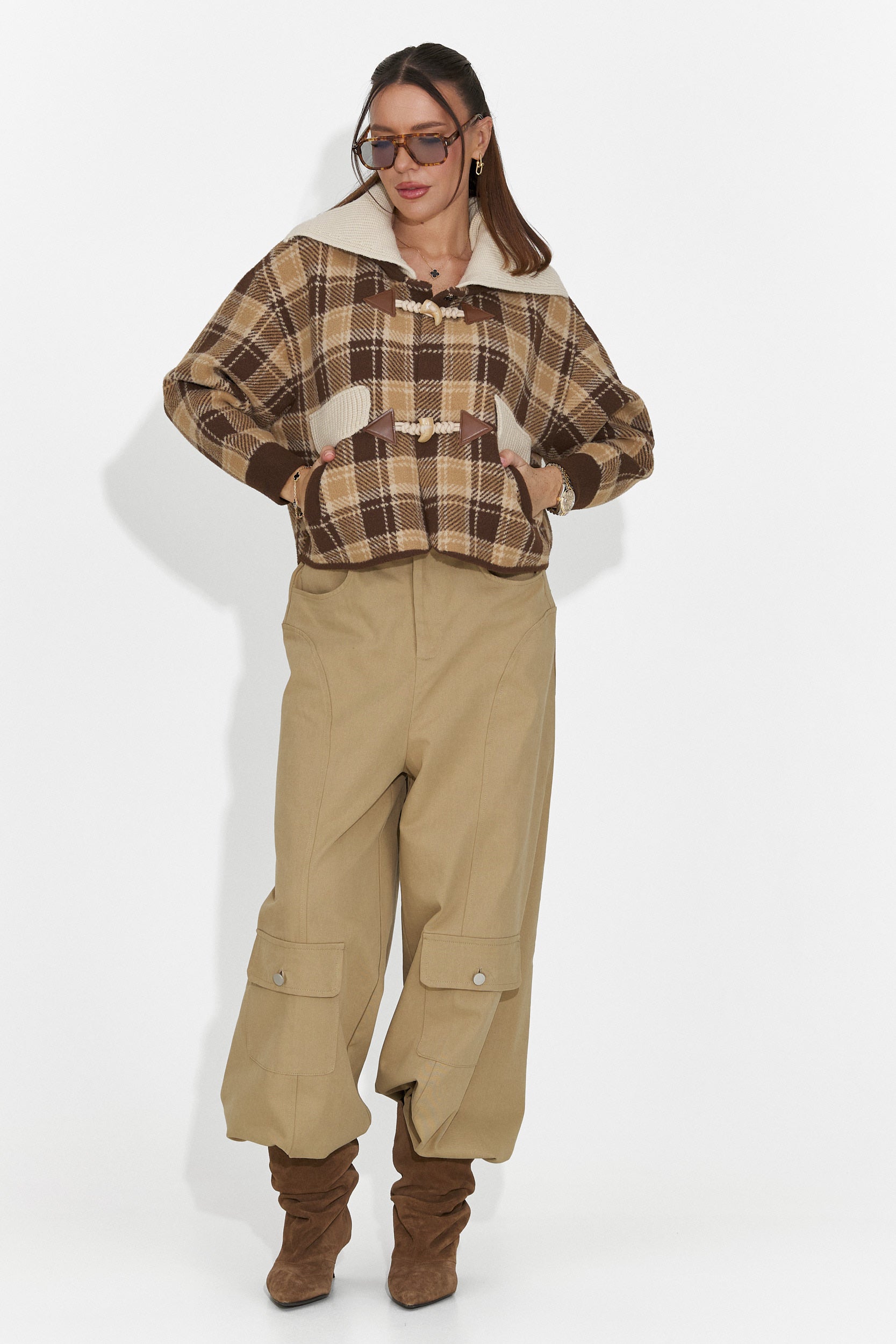 Pantaloni dama casual maro Nederia Bogas