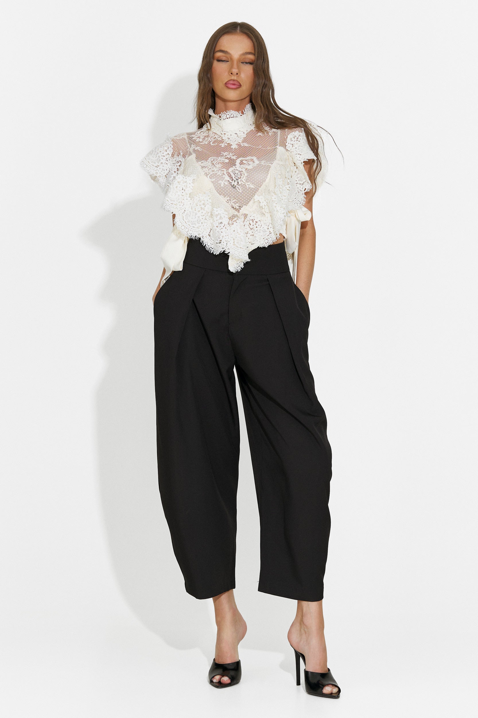 Pantaloni dama eleganti negri Kemily Bogas