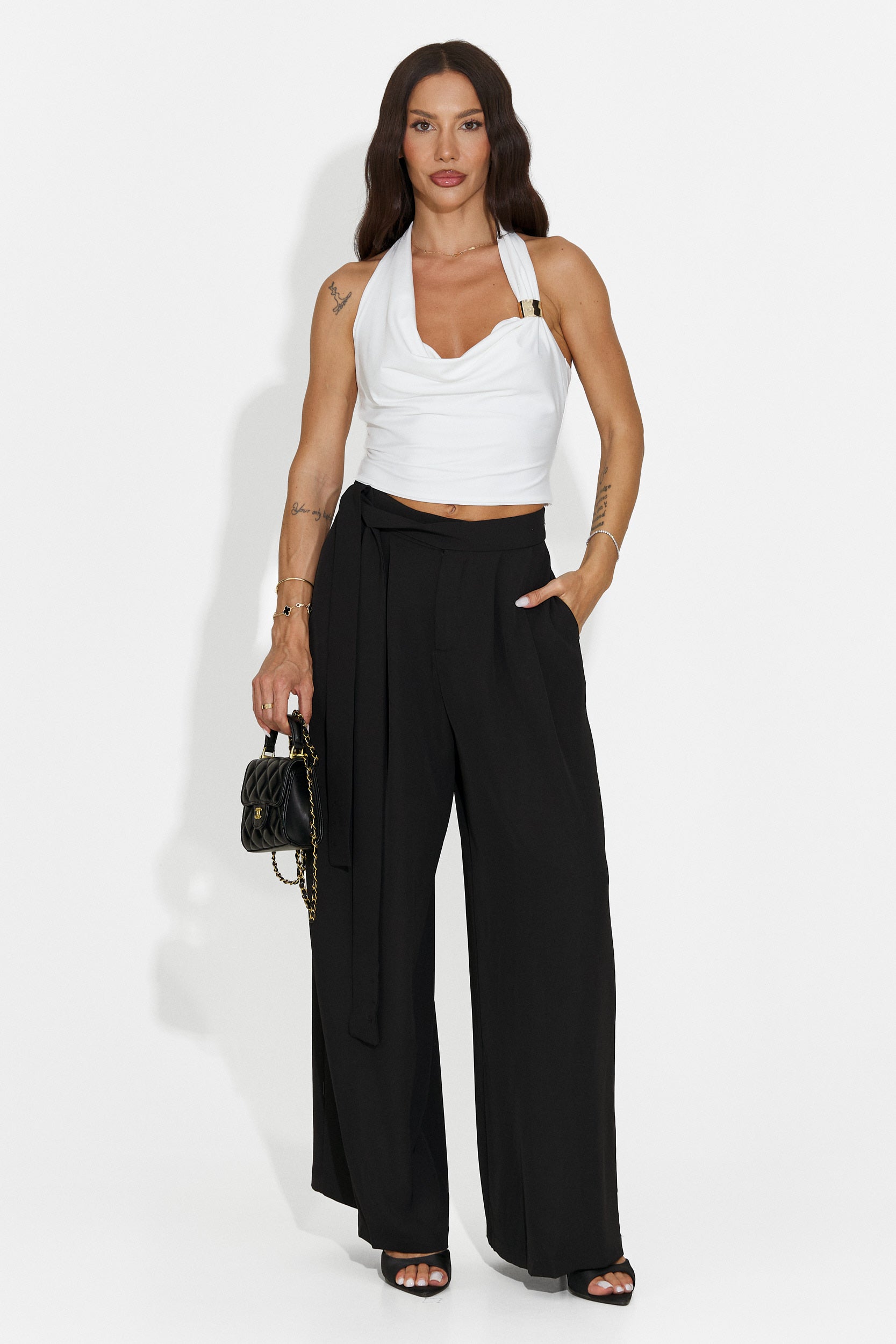 Pantaloni dama eleganti negri Lioria Bogas