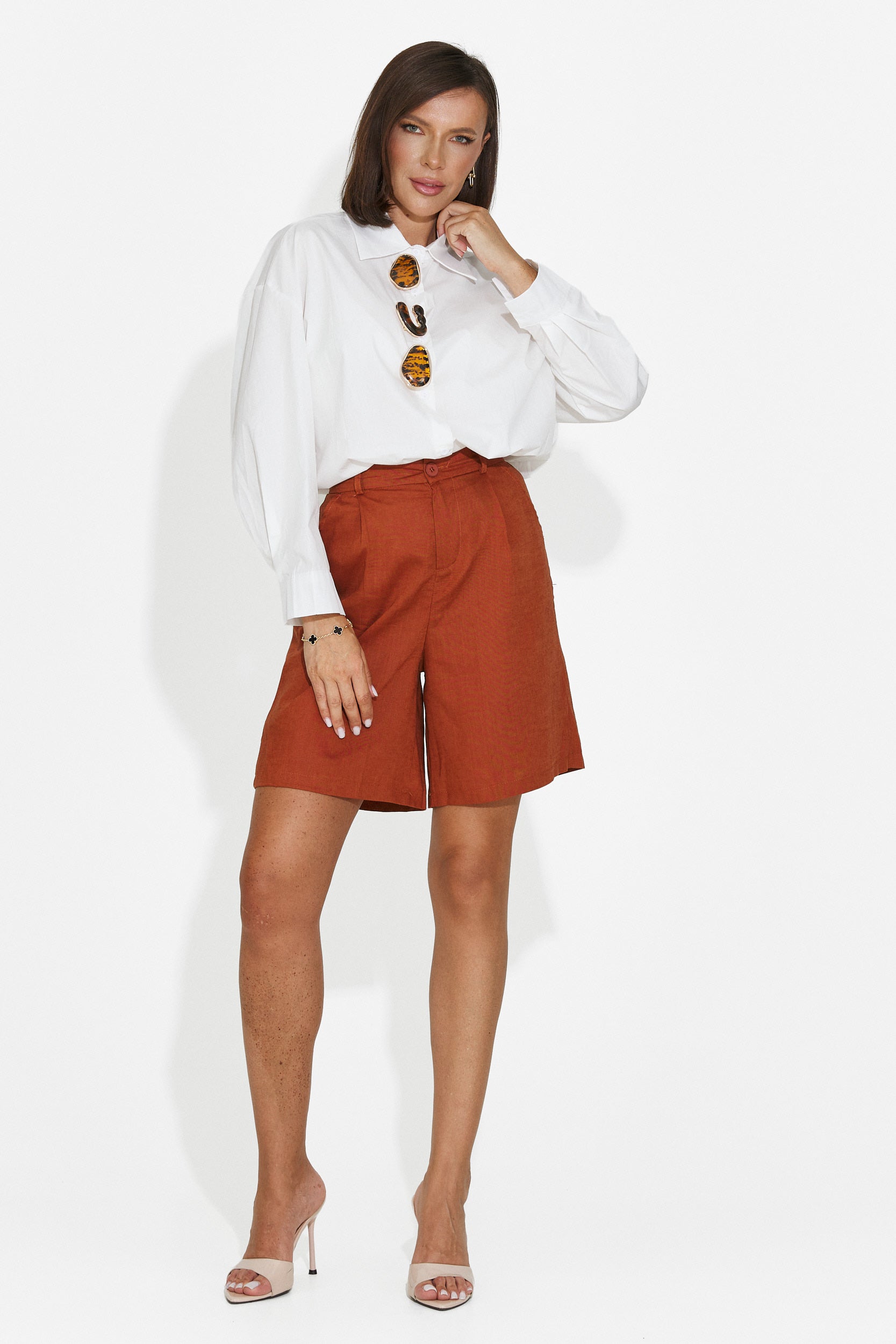 Pantaloni dama scurti caramiziu Silvioma Bogas