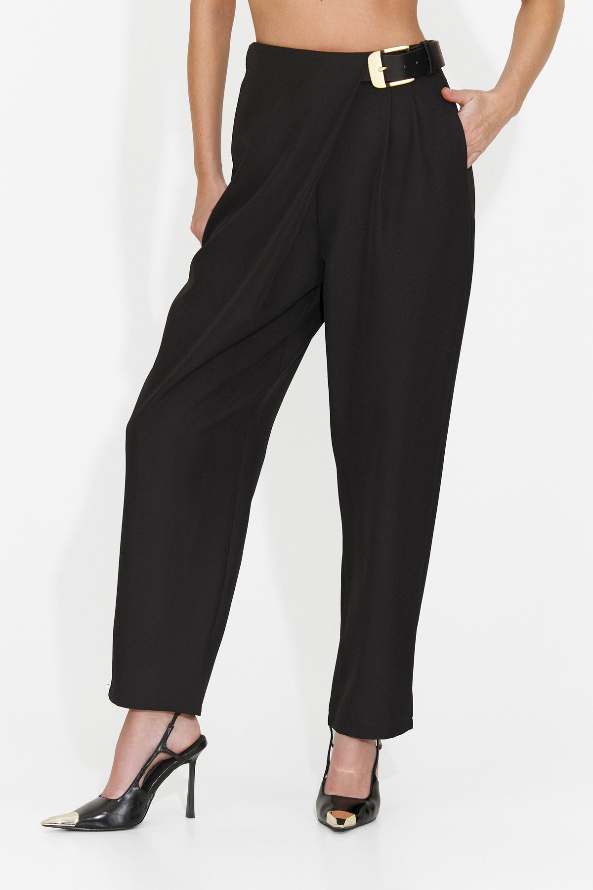 Pantaloni eleganti negri Hanoriaria Bogas