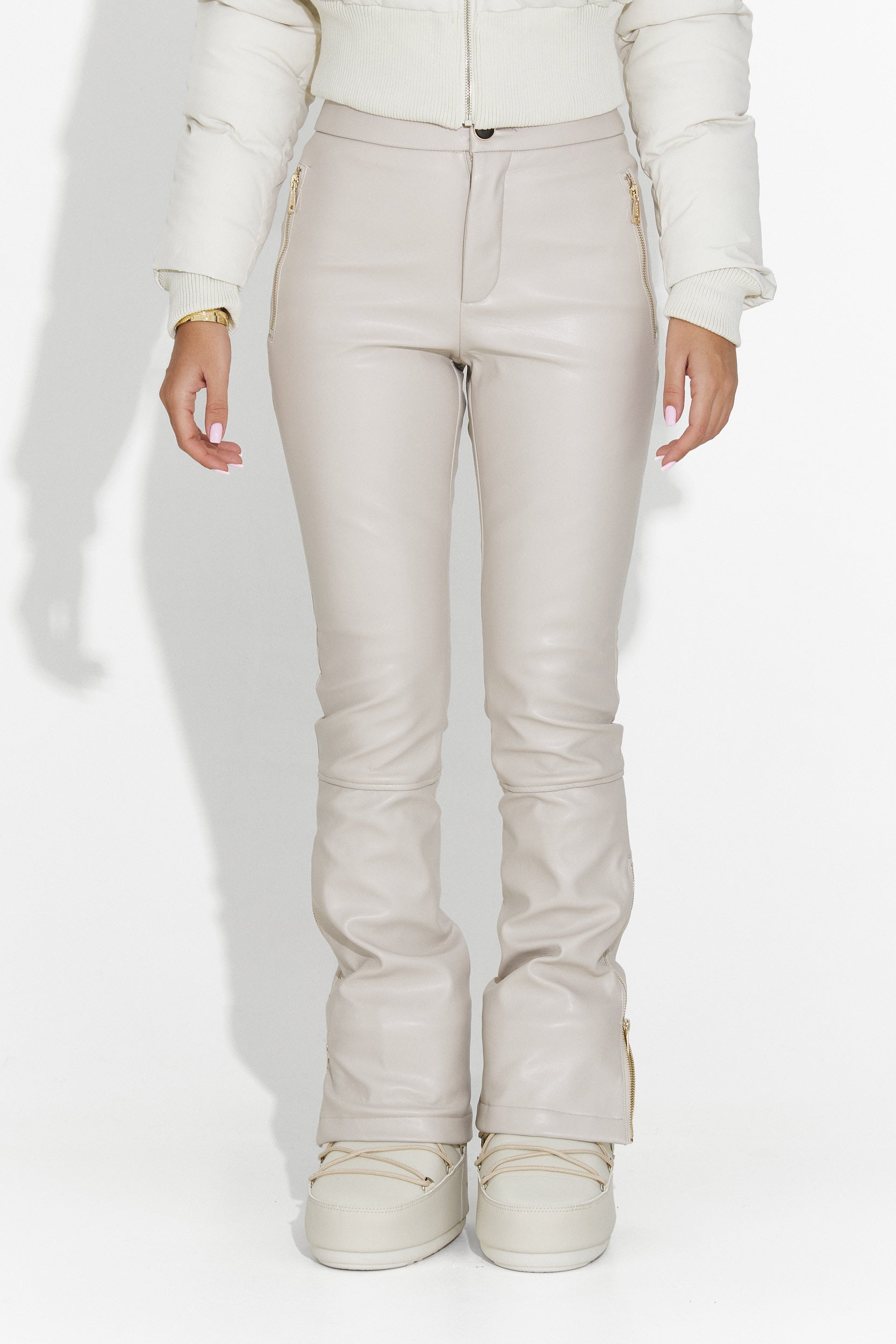 Beige Leather Ski Pants Bogas Cosira