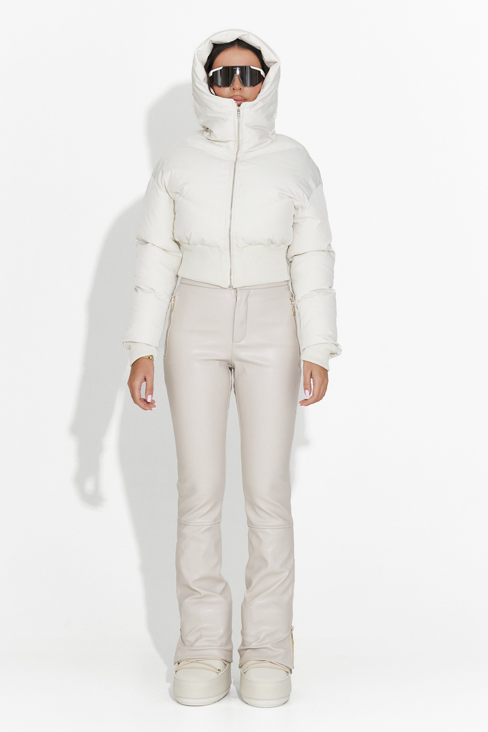 Beige Leather Ski Pants Bogas Cosira