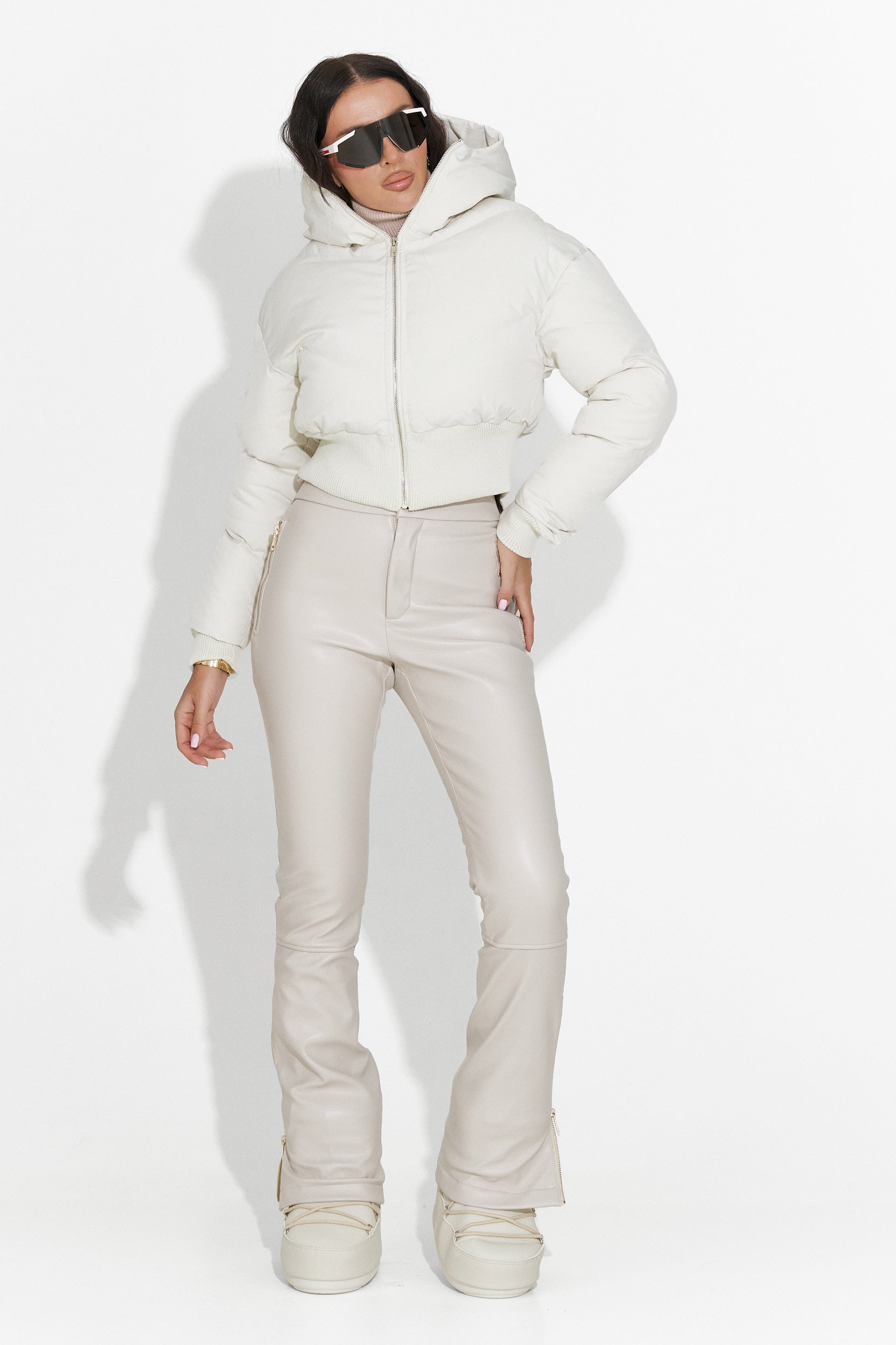 Beige Leather Ski Pants Bogas Cosira